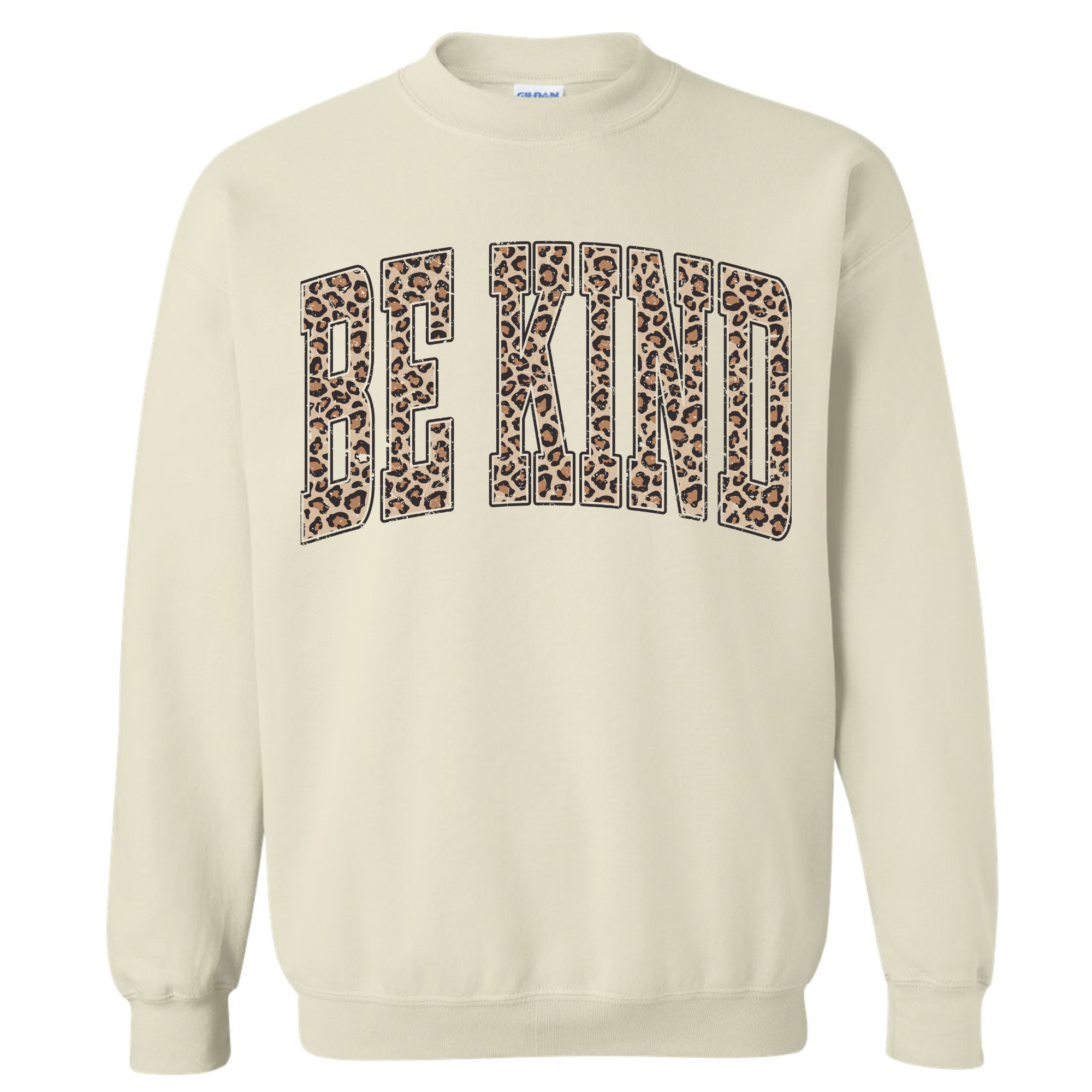 Adult Leopard Be Kind Gildan Crewneck