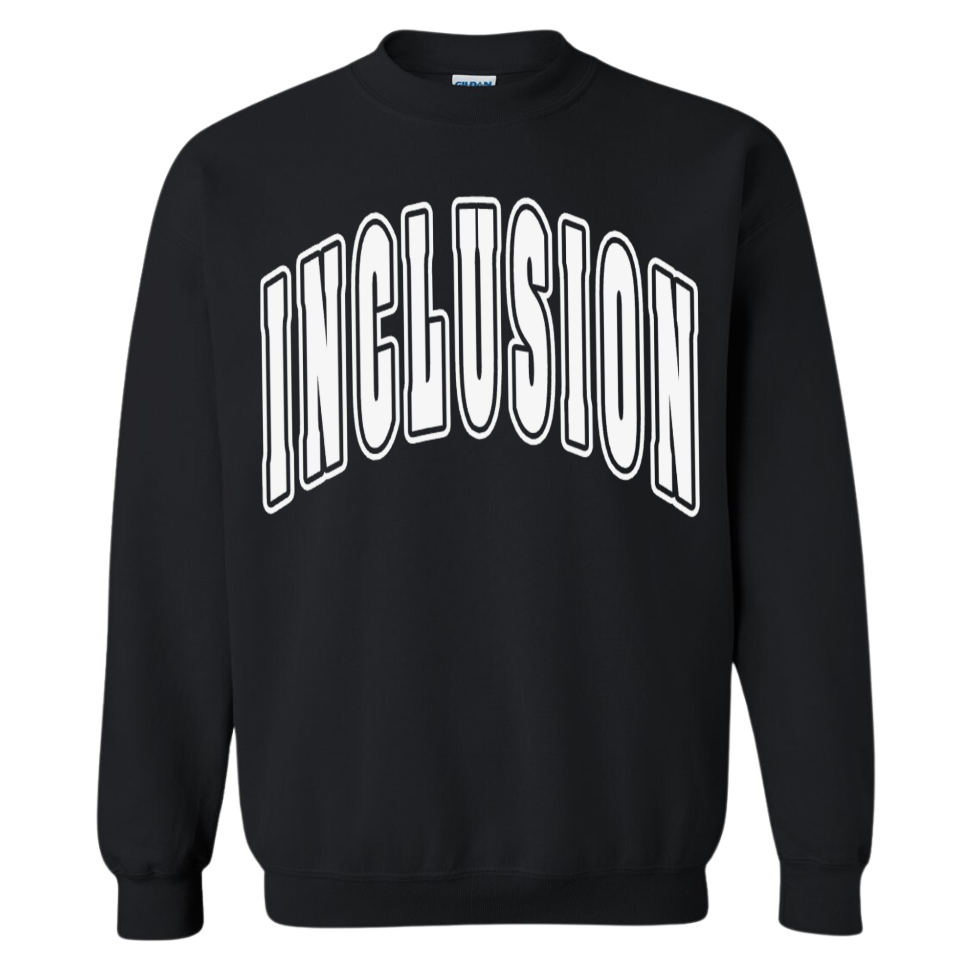Kids White Puff Inclusion Black Gildan Crewneck