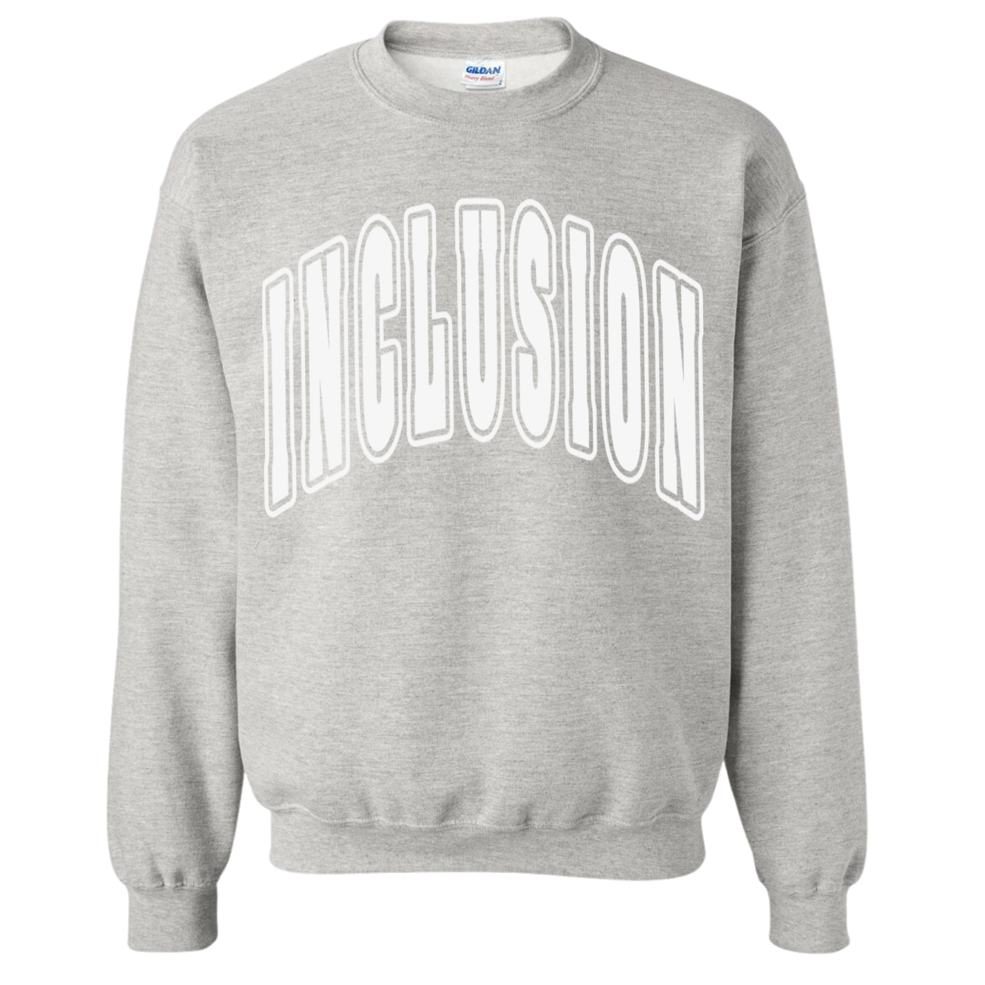 Adult White Puff Inclusion Gray Gildan Crewneck