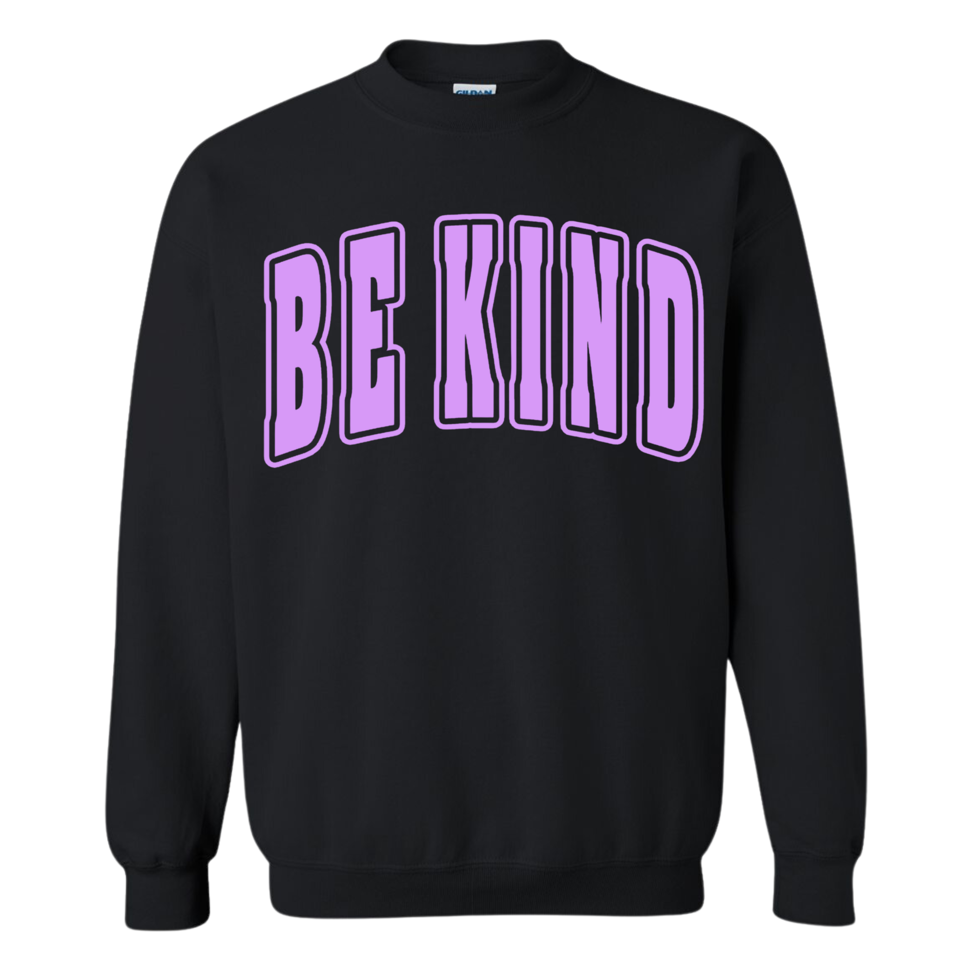 Adult Lilac Puff Black Gildan Crewneck