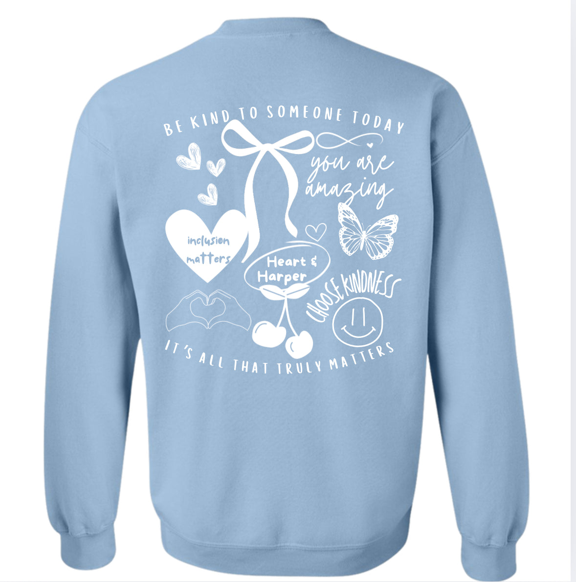 Adult Light Blue Be Kind and Include Gildan Crew