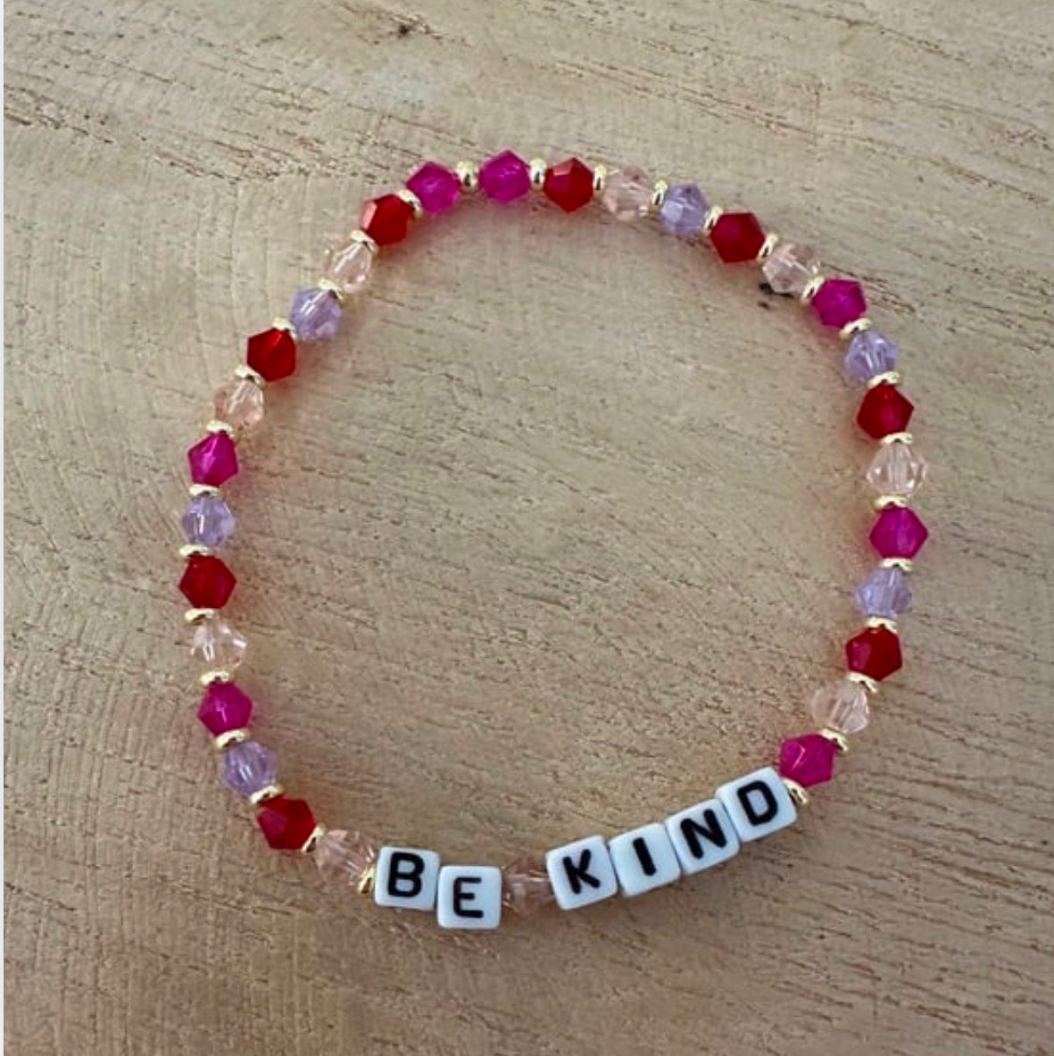 Be Kind Red and Purple Crystal Bracelet