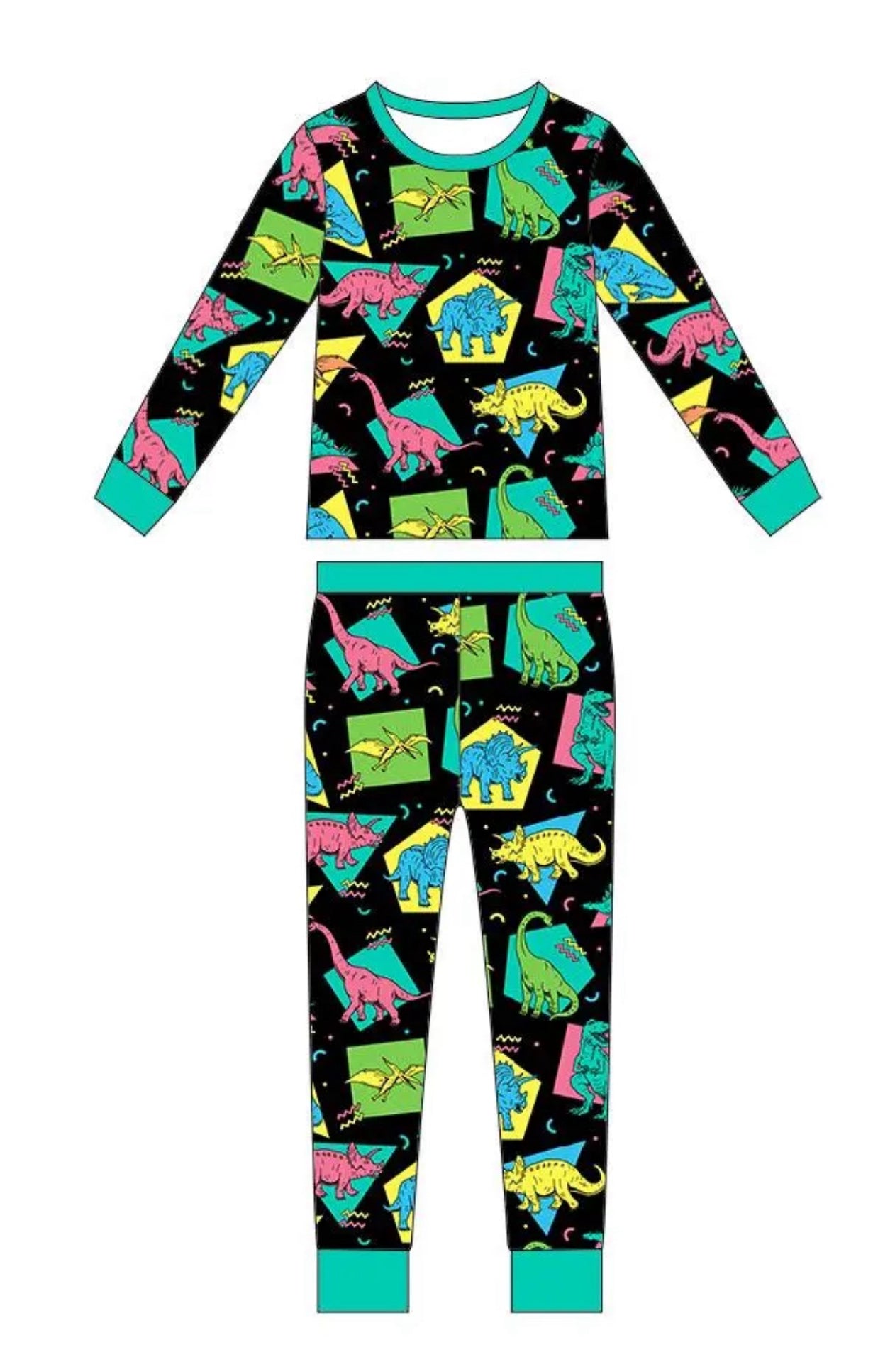 Kids Retro Dino Long Sleeve Two Piece Set
