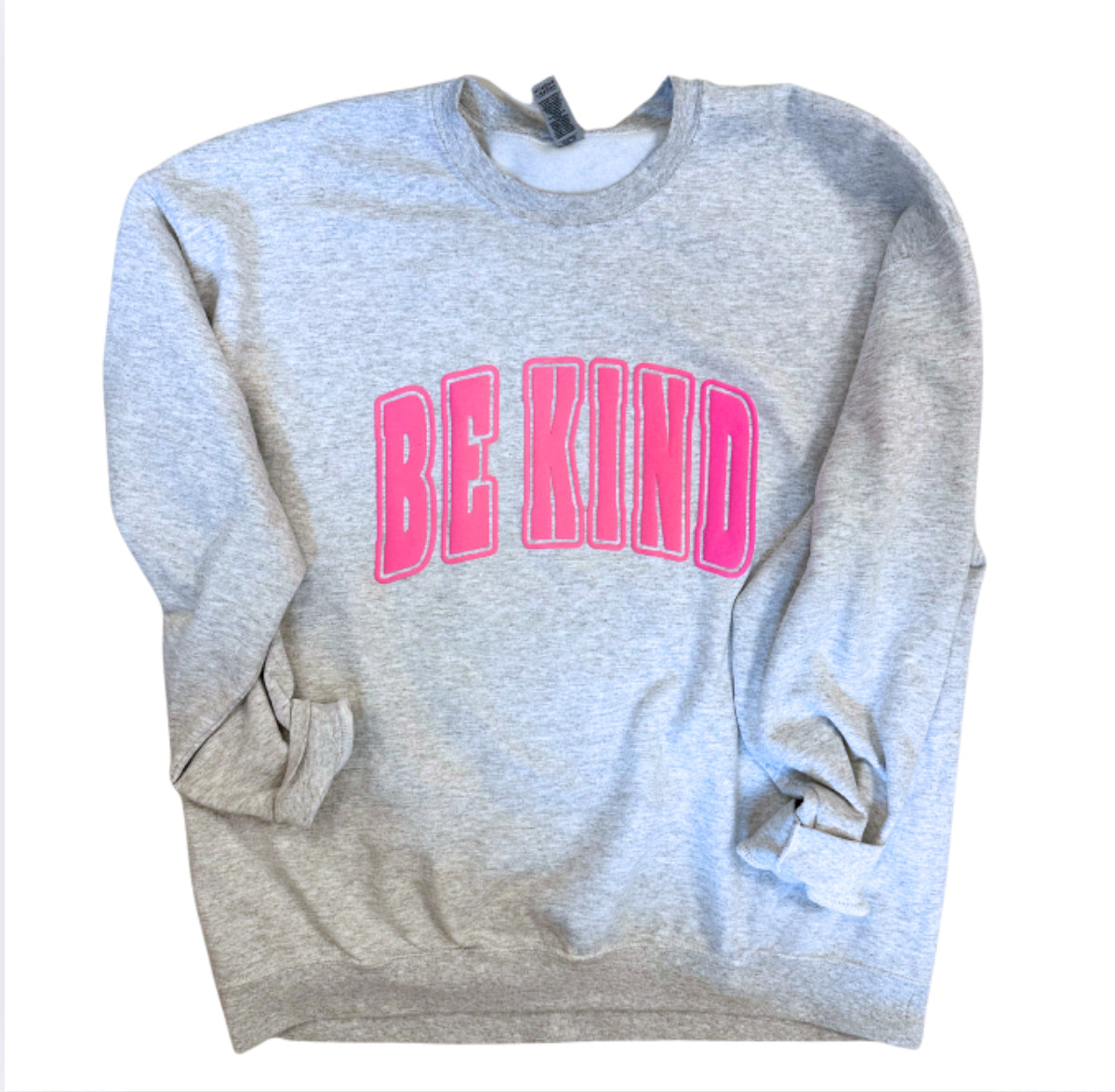 Adult Hot Pink Puff Light Gray Gildan Crewneck