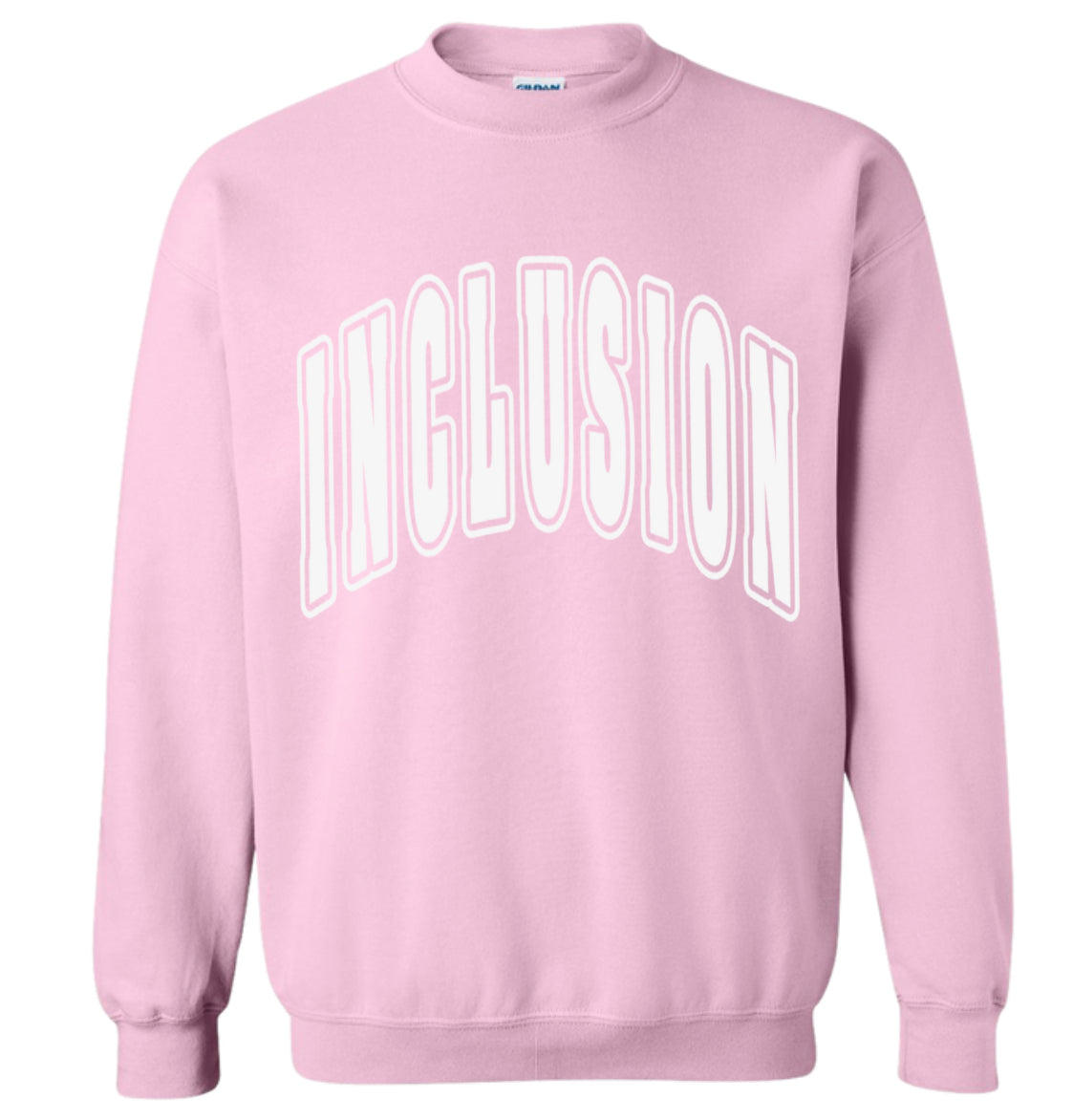 Adult Light Pink Inclusion Puff Gildan Crewneck