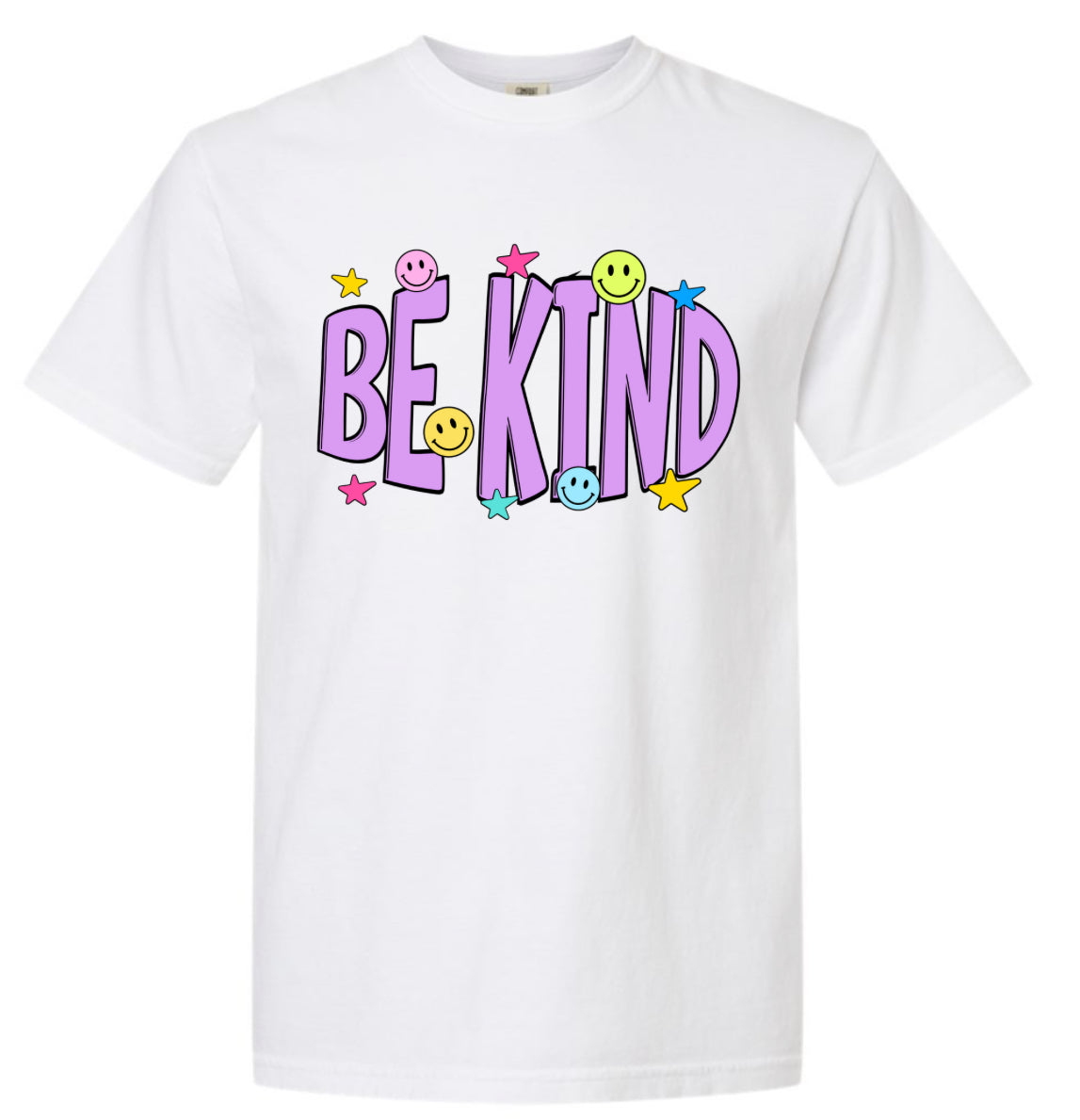Adult Be Kind Stars and Smiley White T-Shirt
