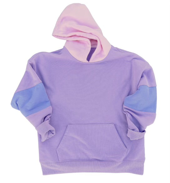 Purple color block on sale hoodie