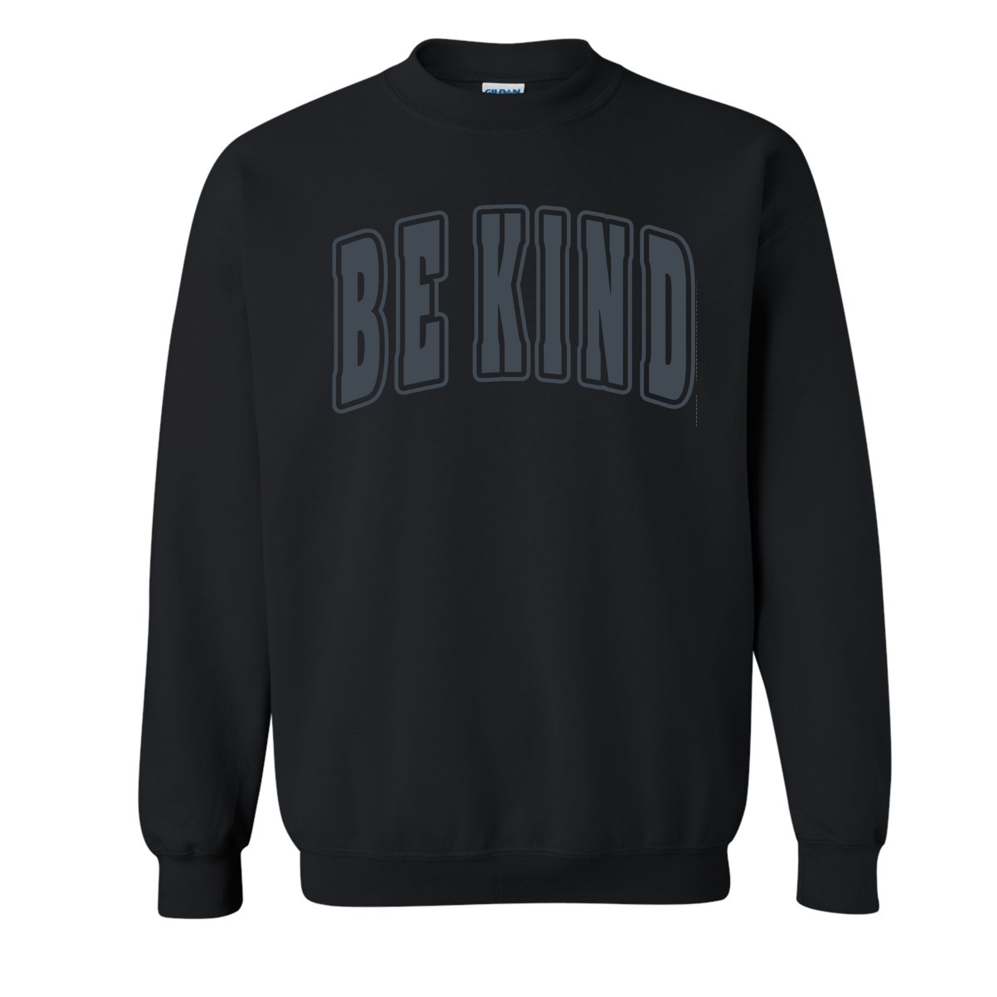 Adult Be Kind Black Puff Black Gildan Crewneck