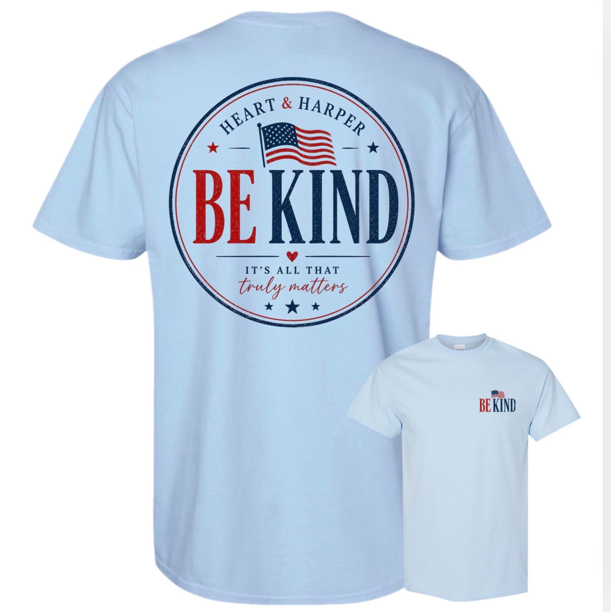 Adult Heart & Harper Patriotic Comfort Colors Light Blue TShirt