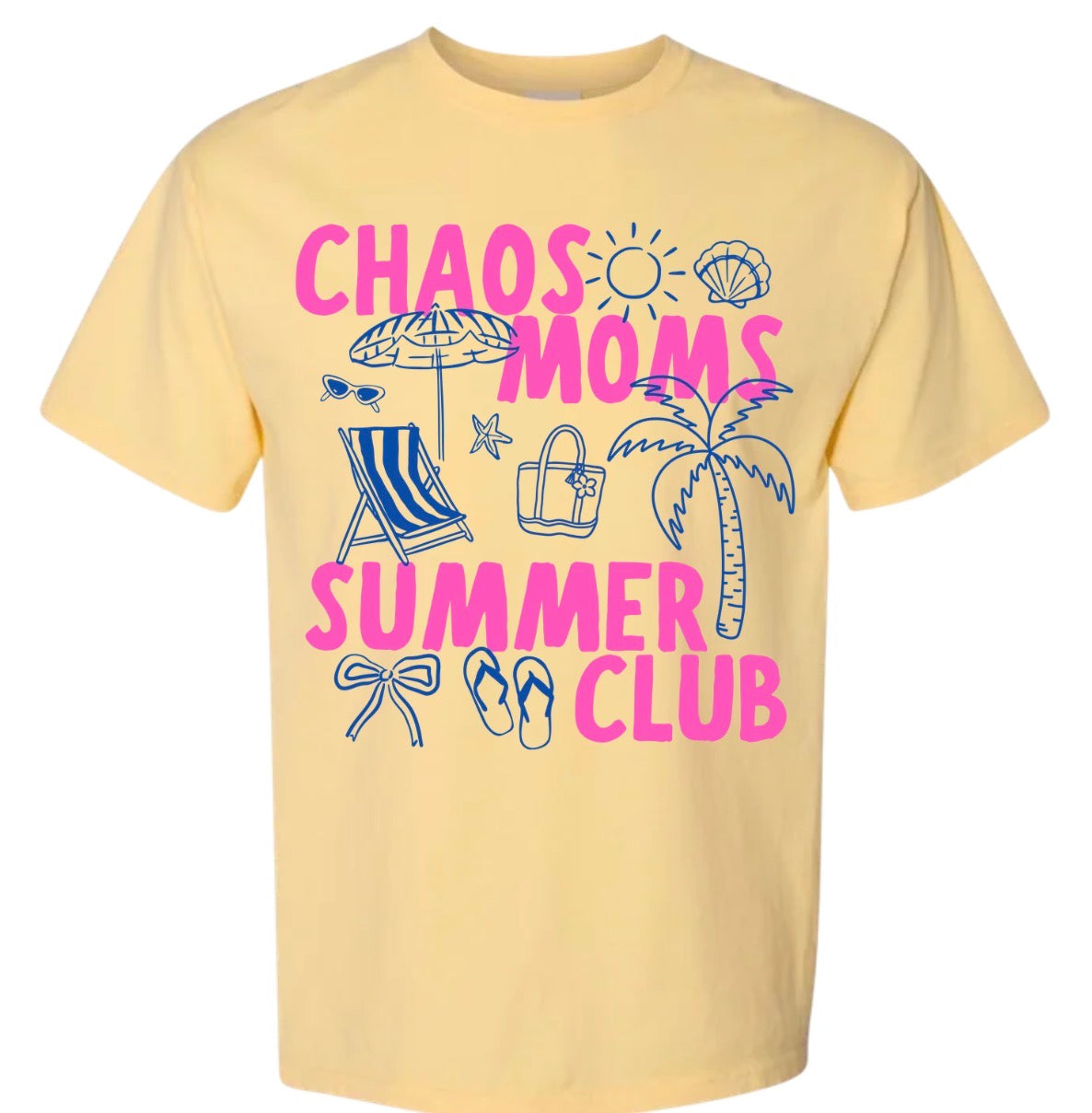 Adult Chaos Moms Summer Club Yellow Tshirt