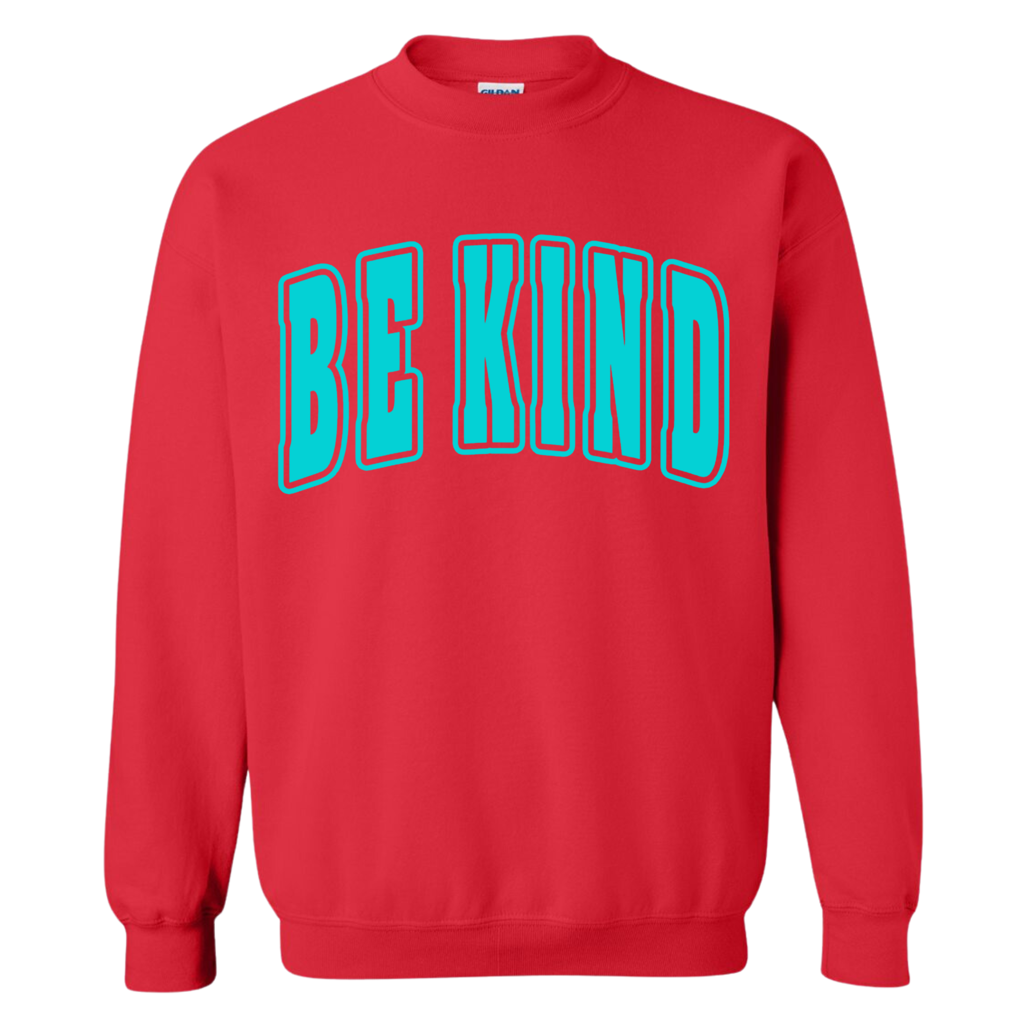 Adult Teal Puff Red Gildan Crewneck