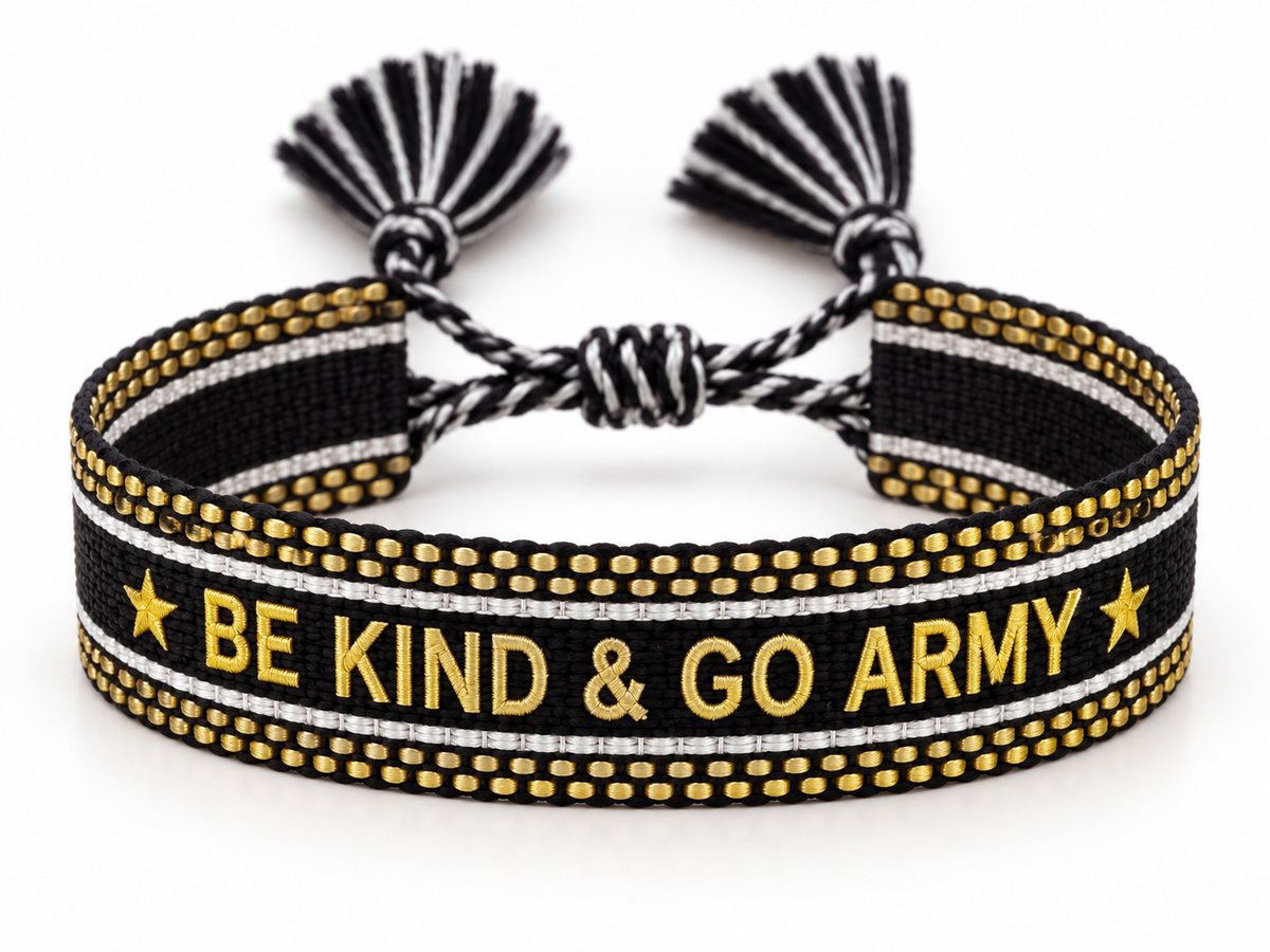 Embroidered Bracelet - Go Army Gold