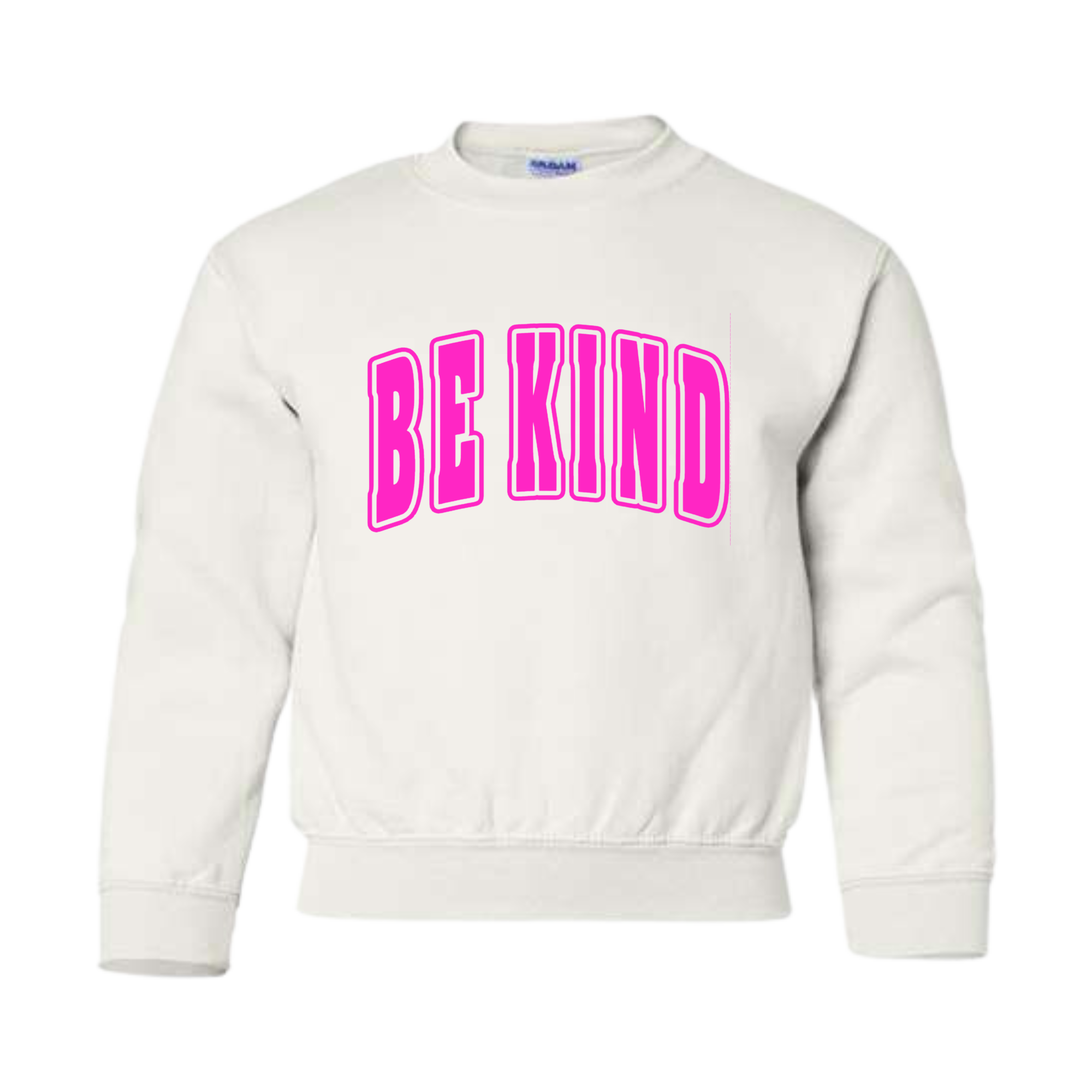 Kids Hot Pink Puff White Crewneck