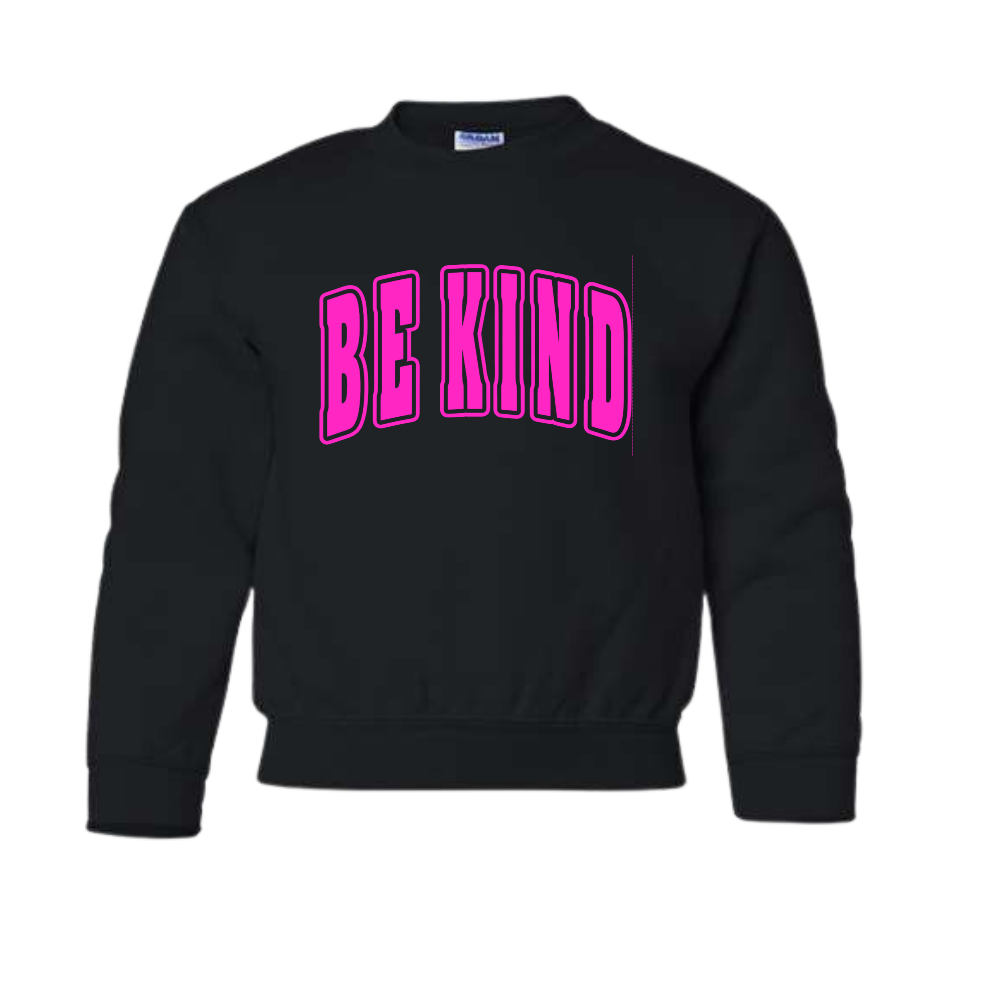 Kids Hot Pink Puff Black Crewneck