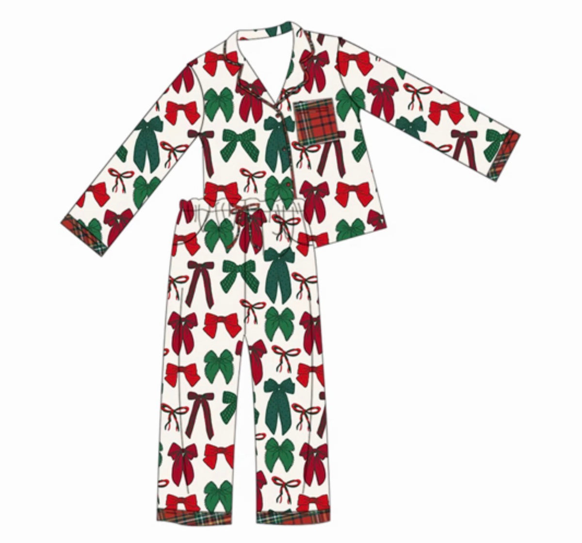 Adult Long Sleeve Pant Set Dark Bows (ships 11/5)