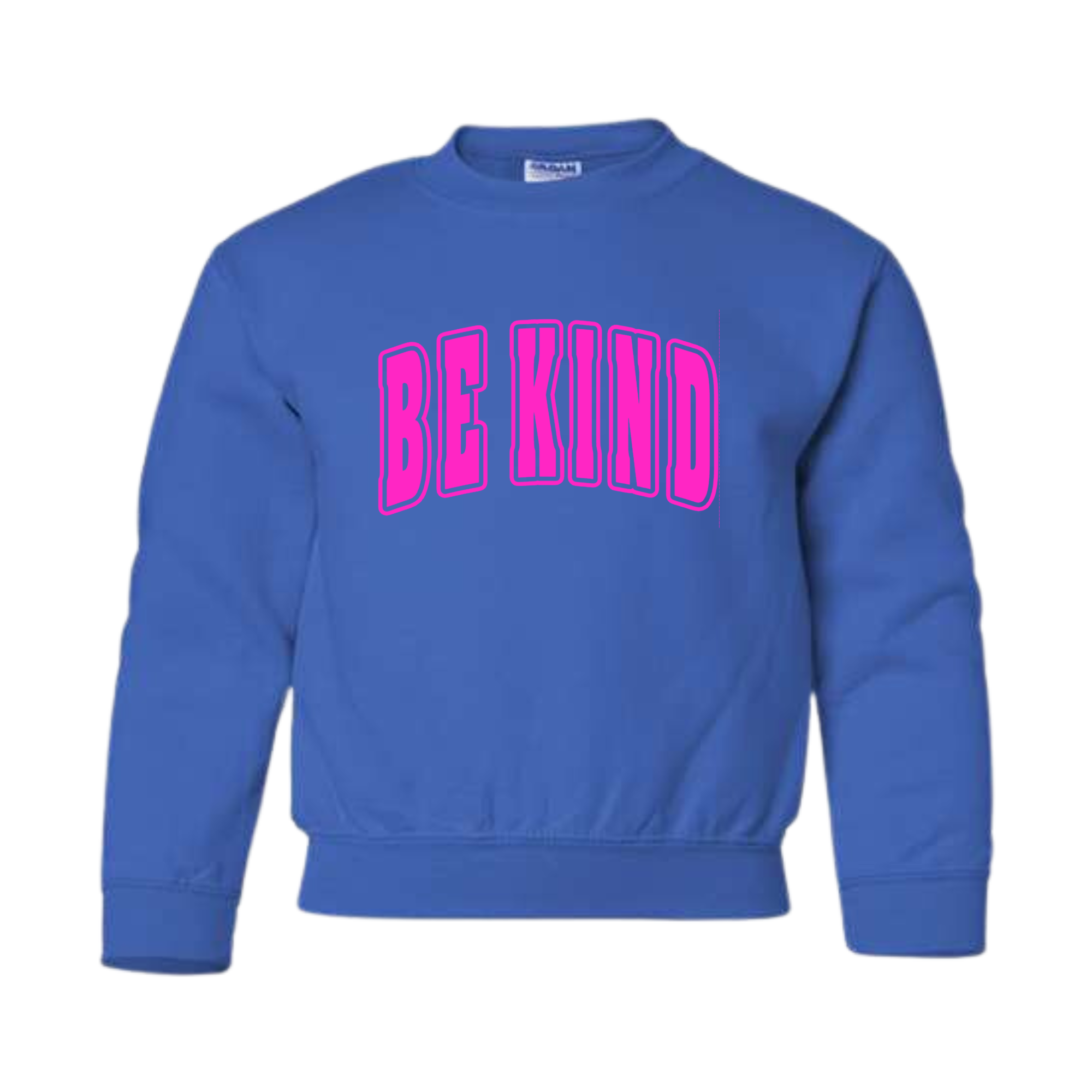 Kids Hot Pink Puff Royal Blue Crewneck