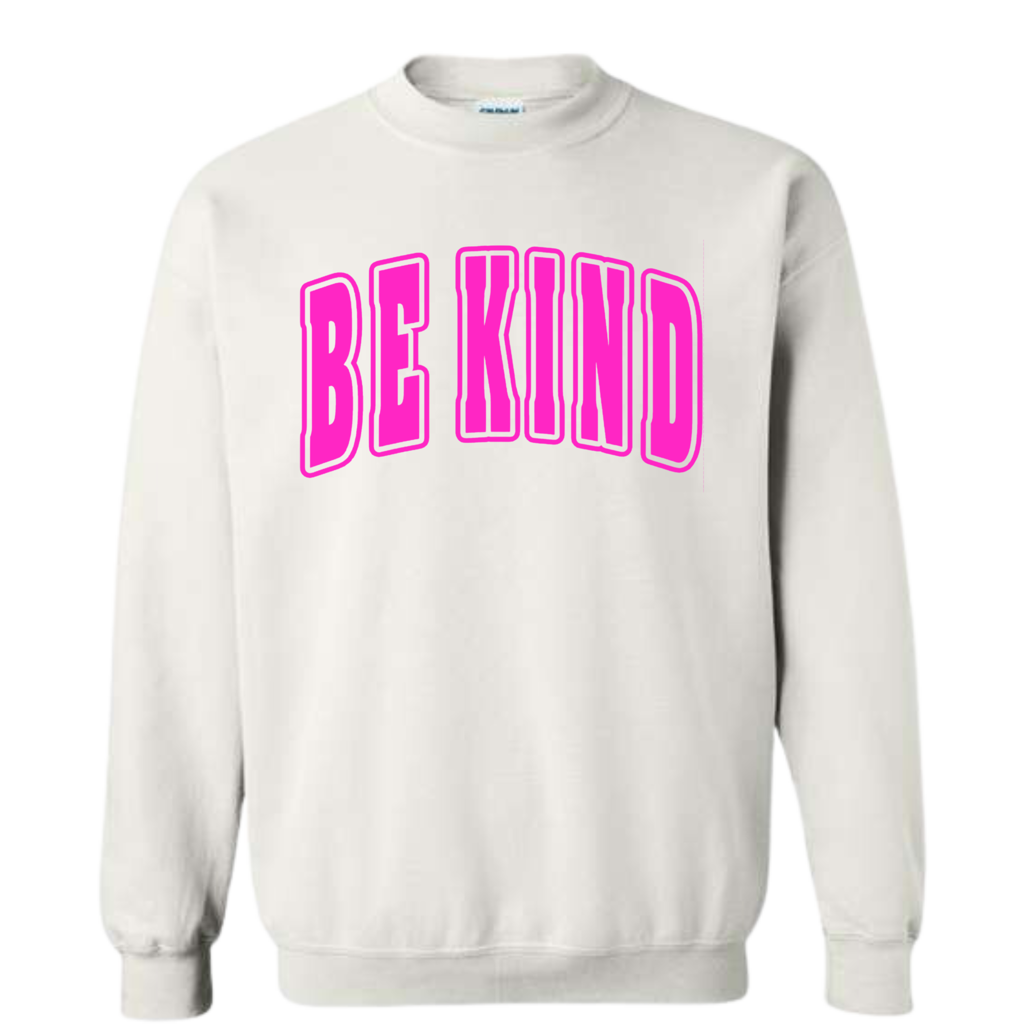 Adult Hot Pink Puff White Crewneck