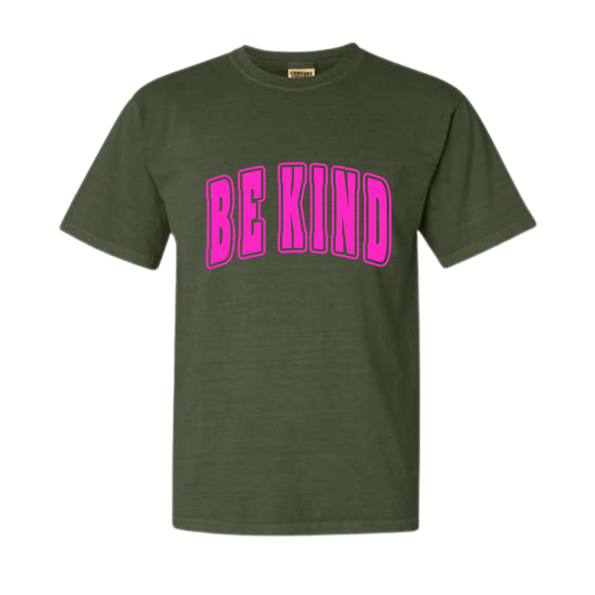 Adult Hot Pink Puff Forest Green Comfort Colors T-Shirt