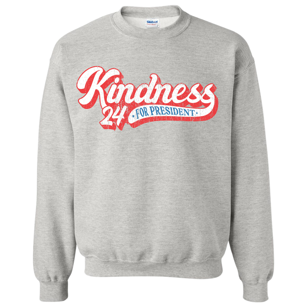 Adult Kindness for President Ash Gray Gildan Crewneck