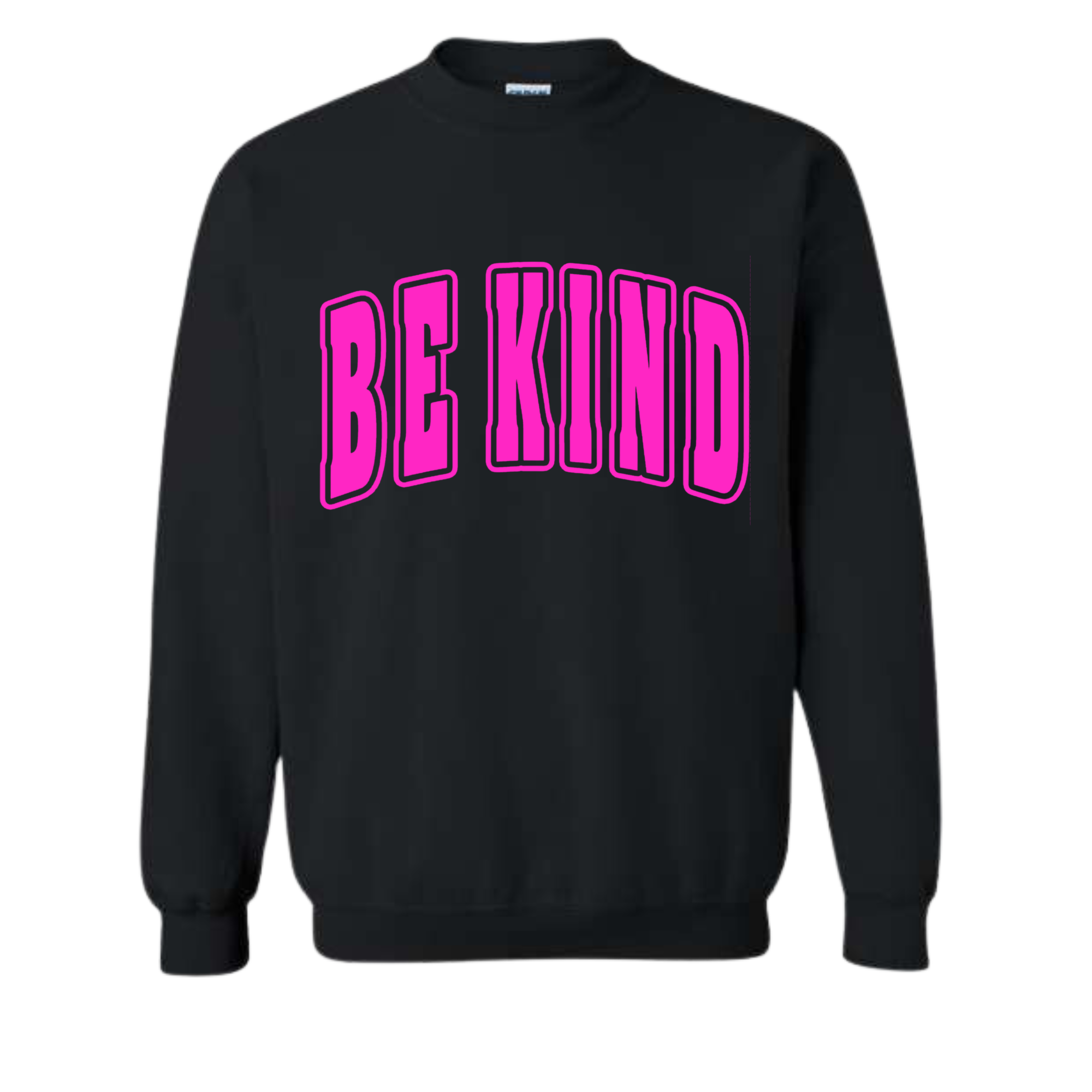 Adult Hot Pink Puff Black Crewneck