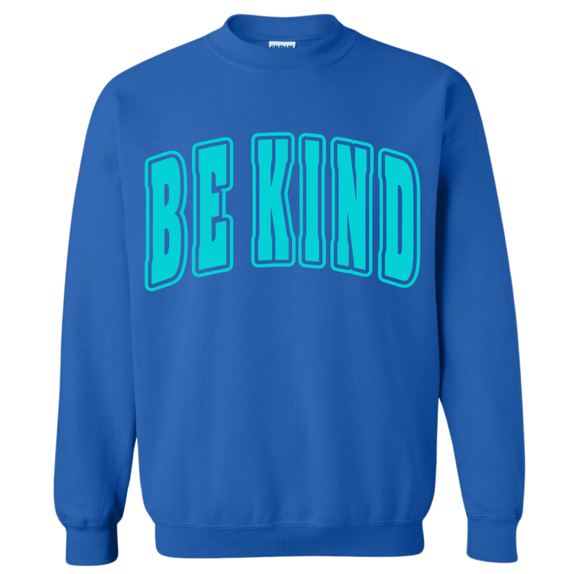 Adult Teal Puff Royal Blue Gildan Crewneck