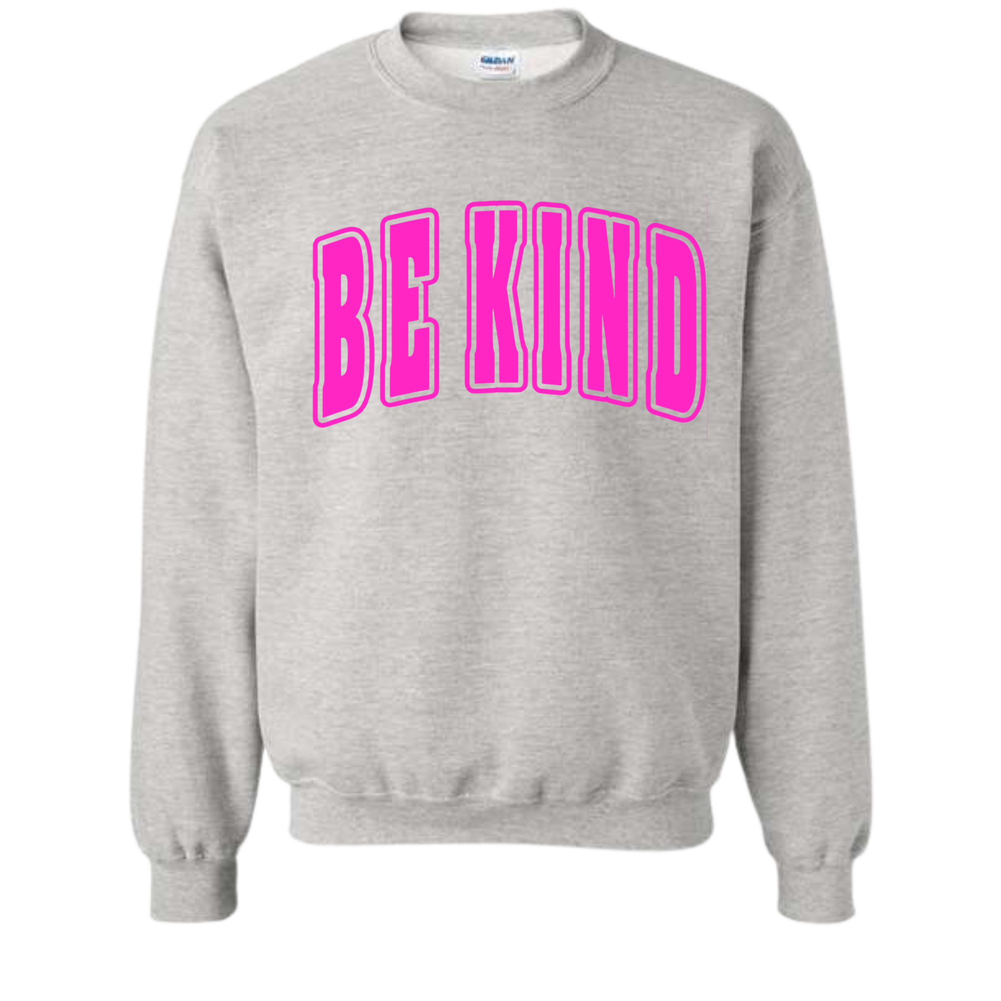 Adult Hot Pink Puff Ash Gray Crewneck