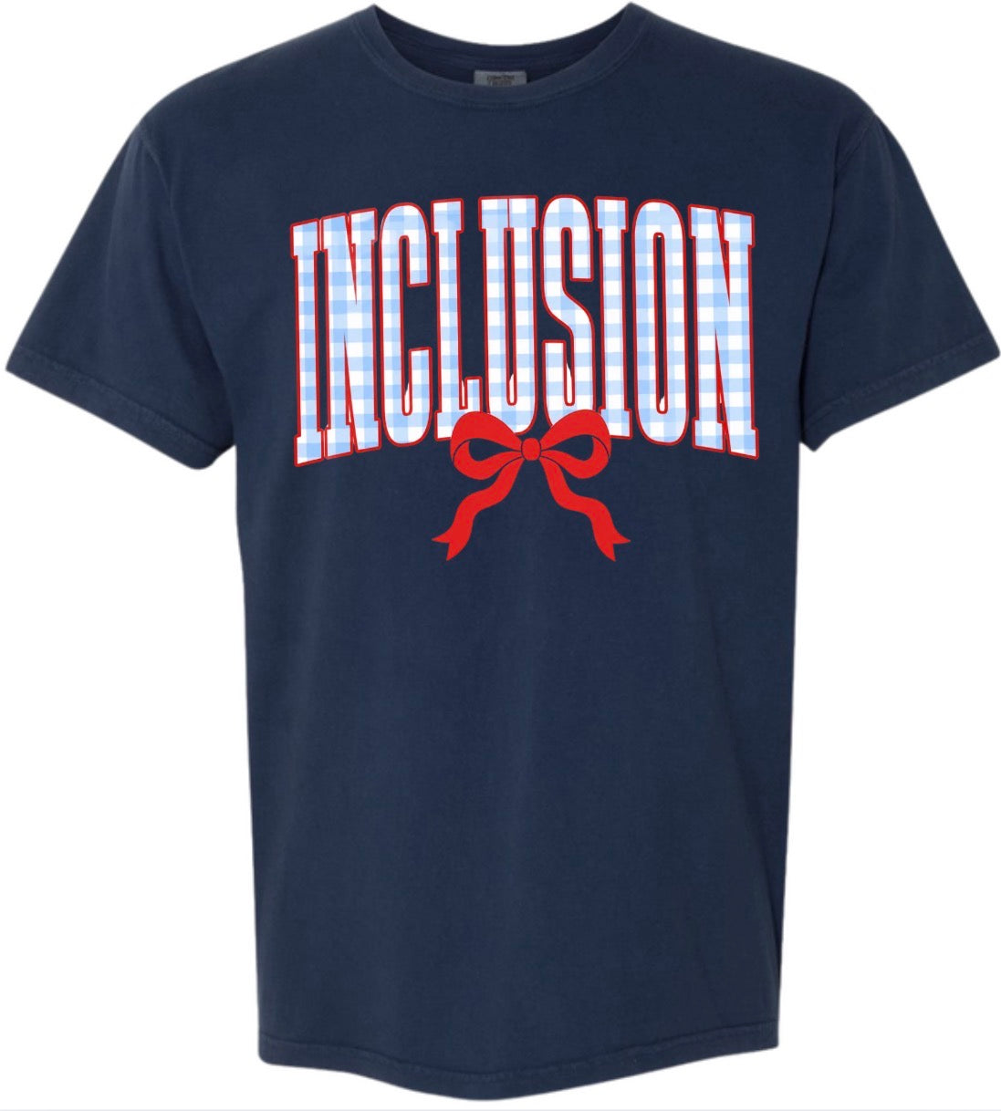 Adult Inclusion Gingham Navy Comfort Colors TShirt