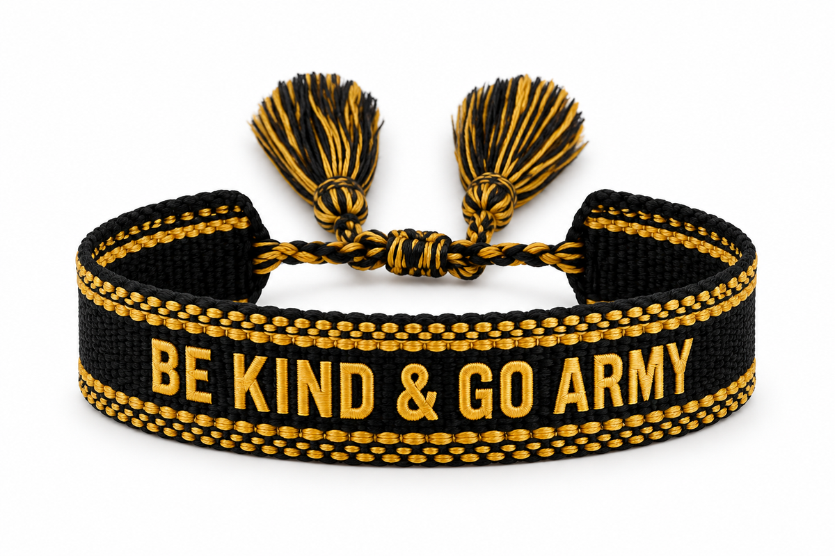 Embroidered Bracelet - Go Army Yellow