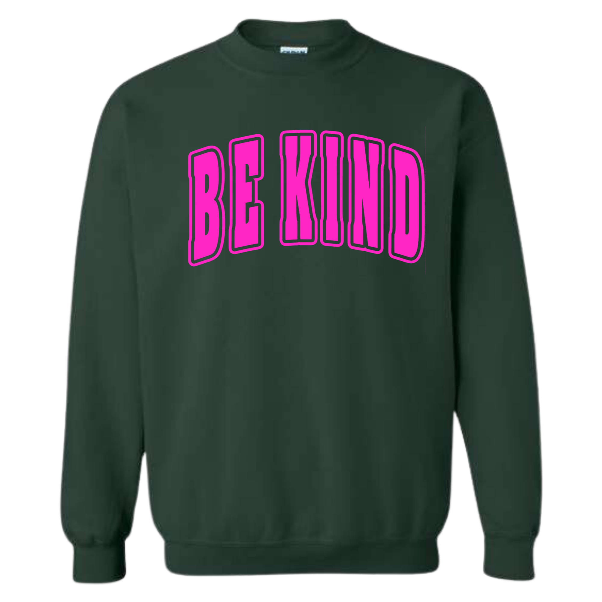 Adult Hot Pink Puff Forest Green Crewneck