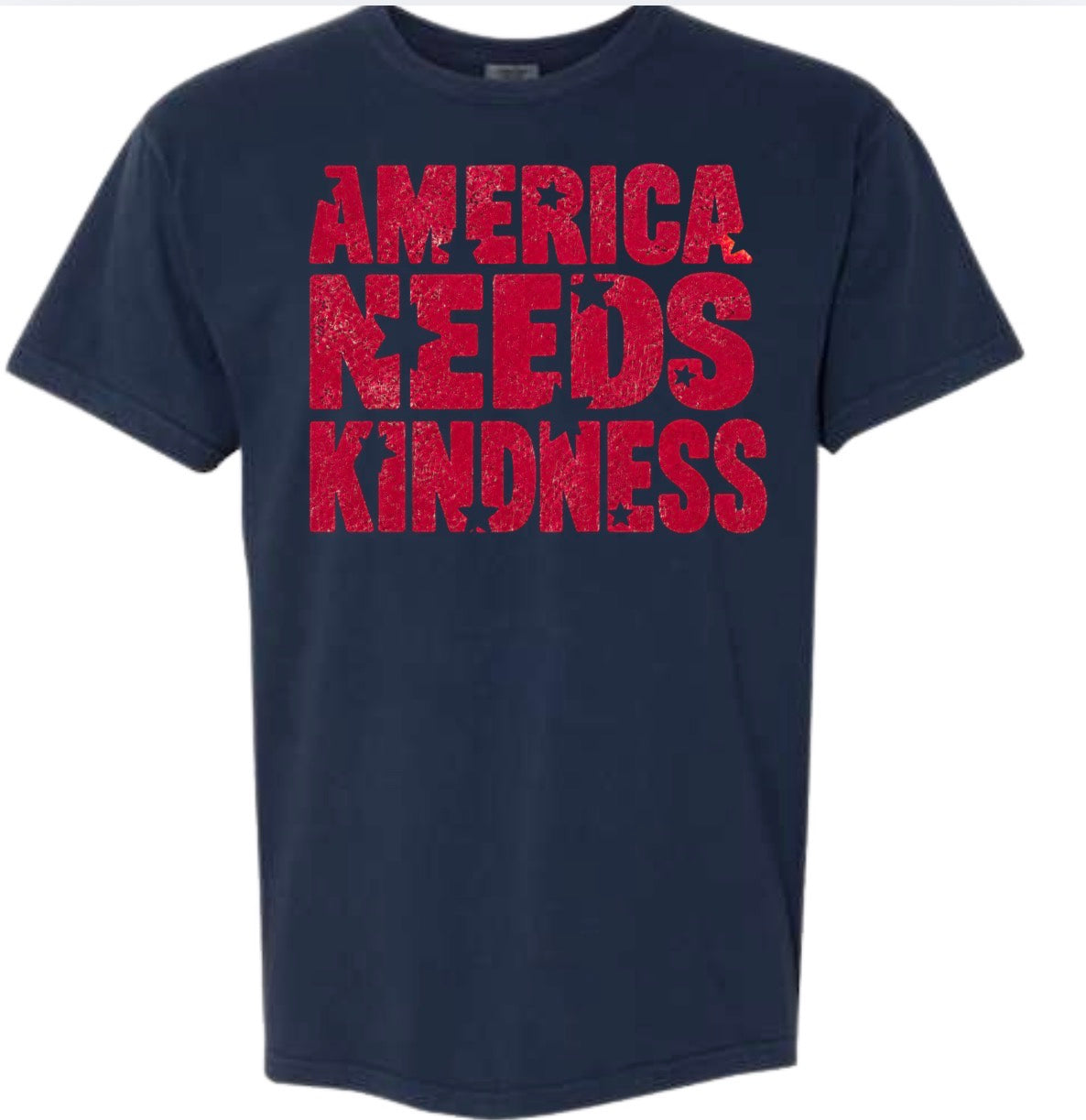 Adult America Needs Kindness Comfort Colors Navy TShirt