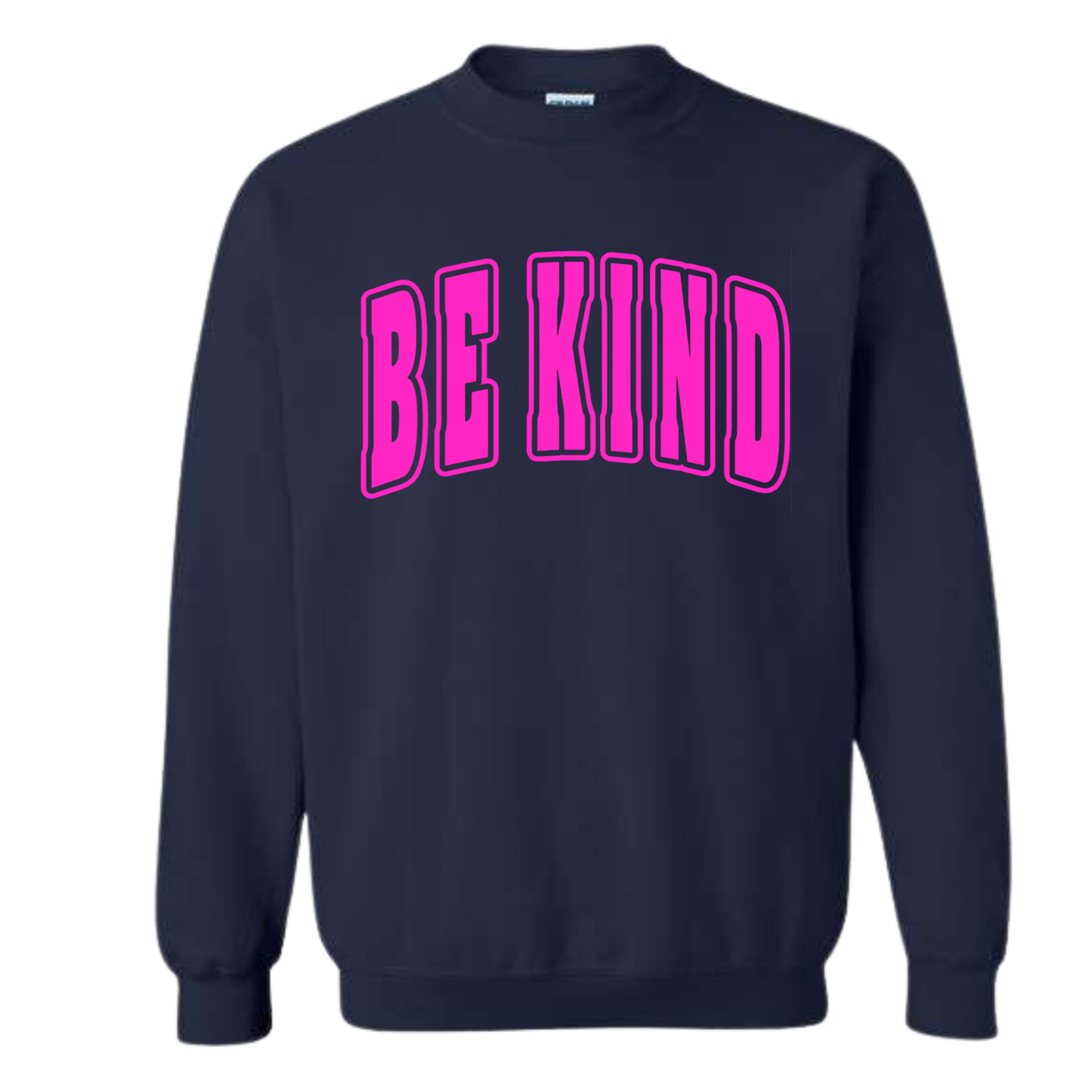 Adult Hot Pink Puff Navy Crewneck