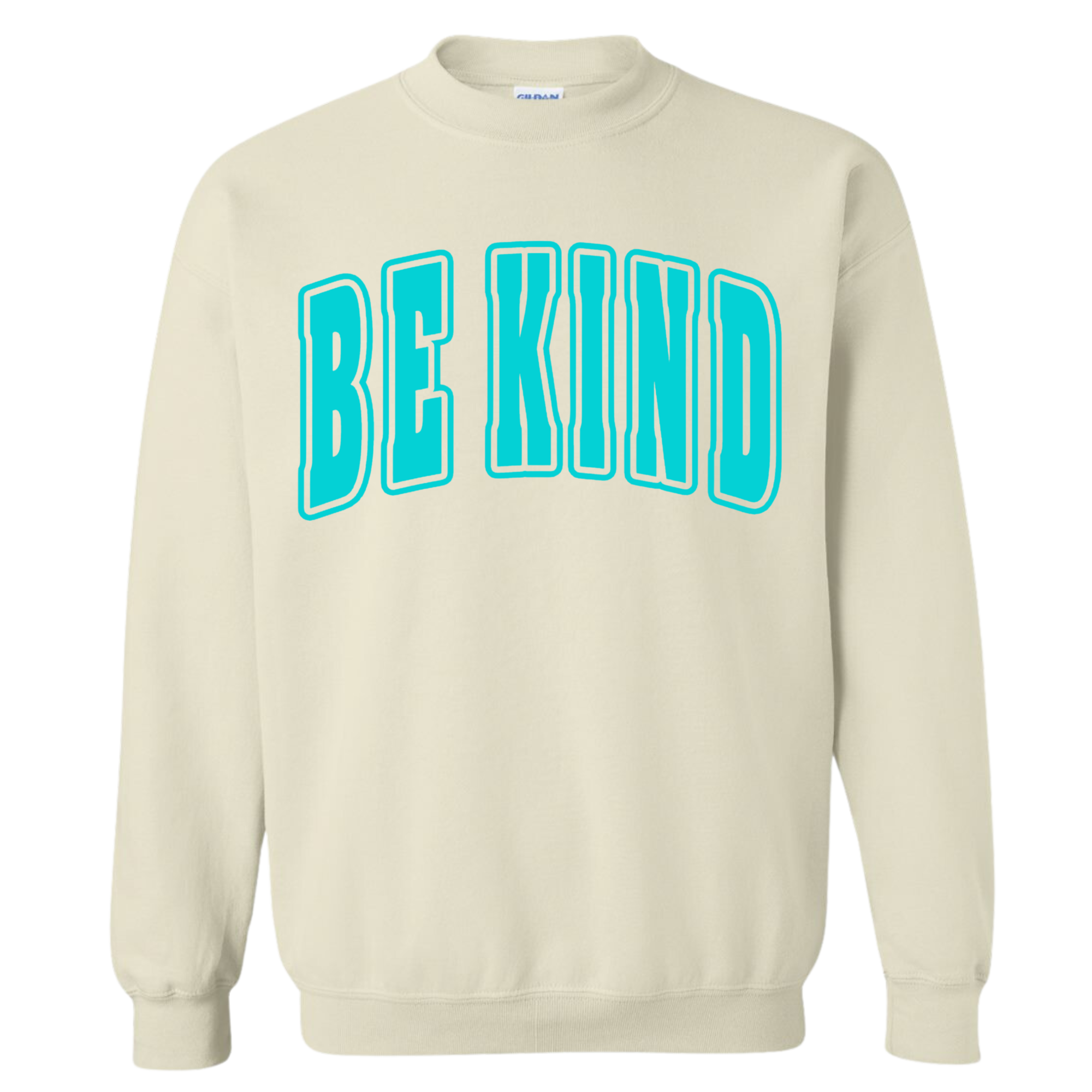 Adult Teal Puff Tan Gildan Crewneck