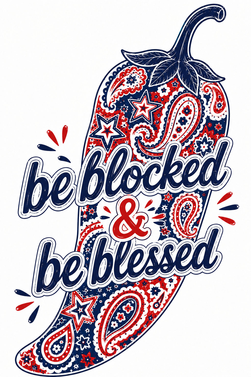 Blocked and blessed paisley pepper sticker