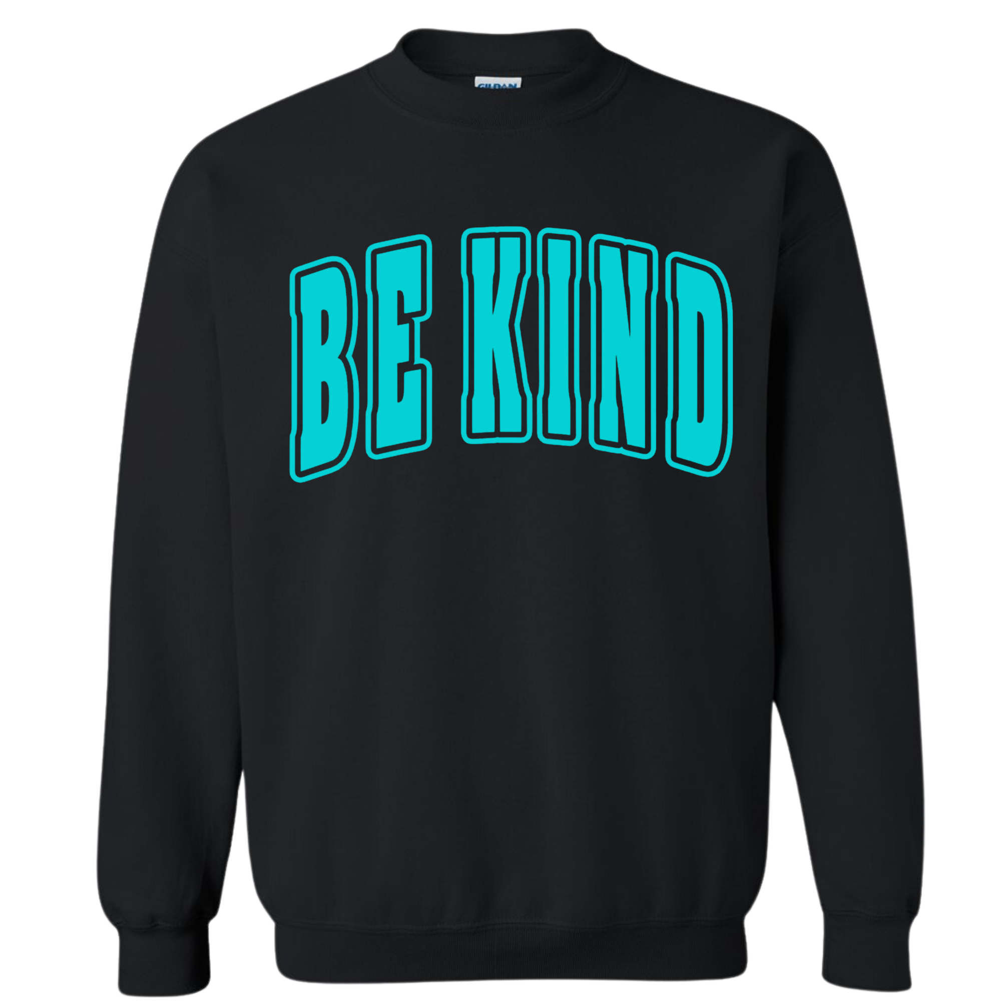 Adult Teal Puff Black Gildan Crewneck