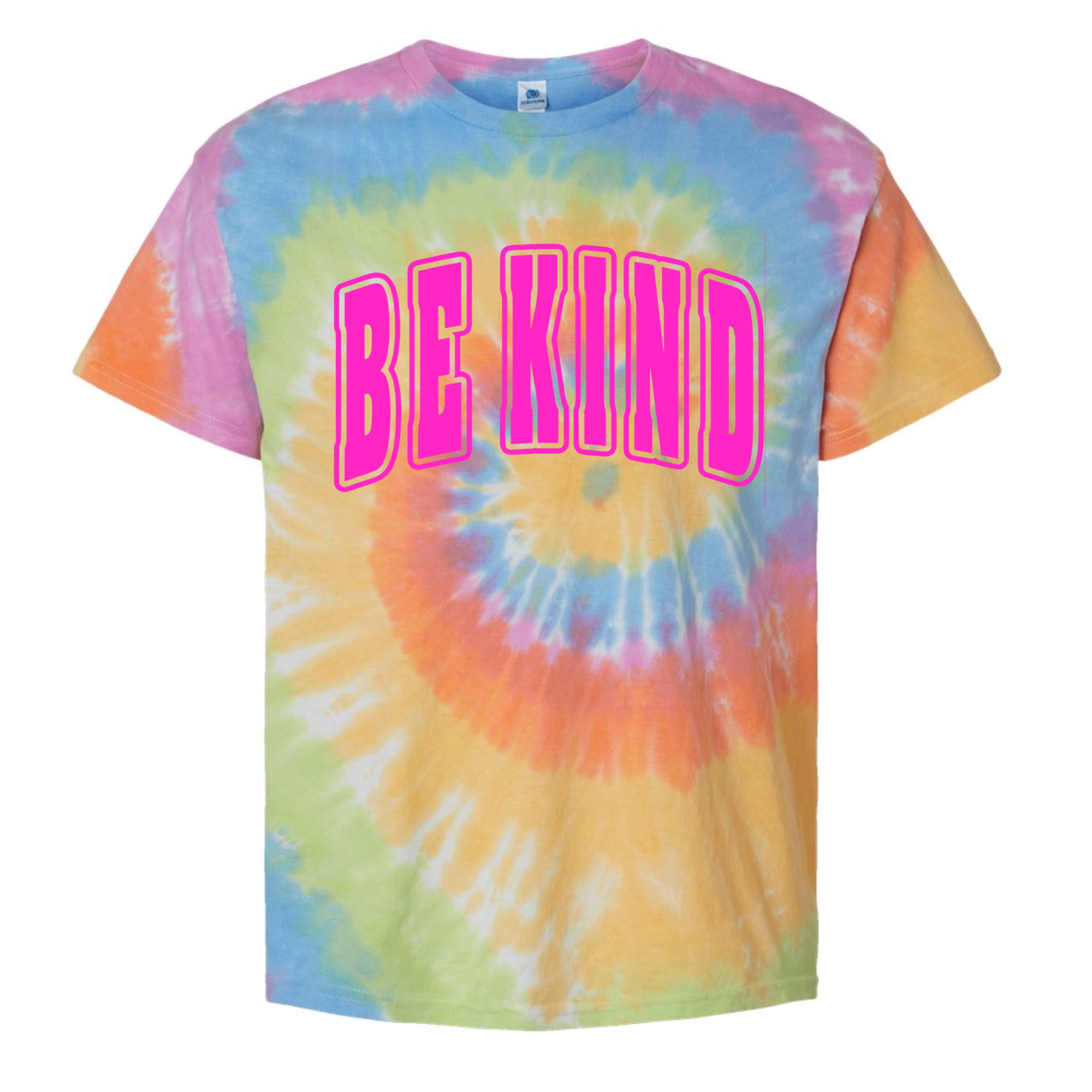 Neon Adult Bold Be Kind Tie Dye/ Pink T-Shirt