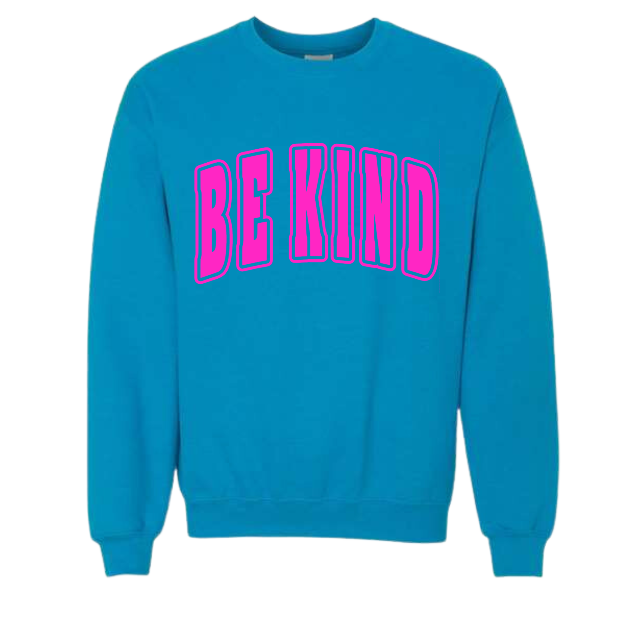 Adult Hot Pink Puff Sapphire Blue Crewneck