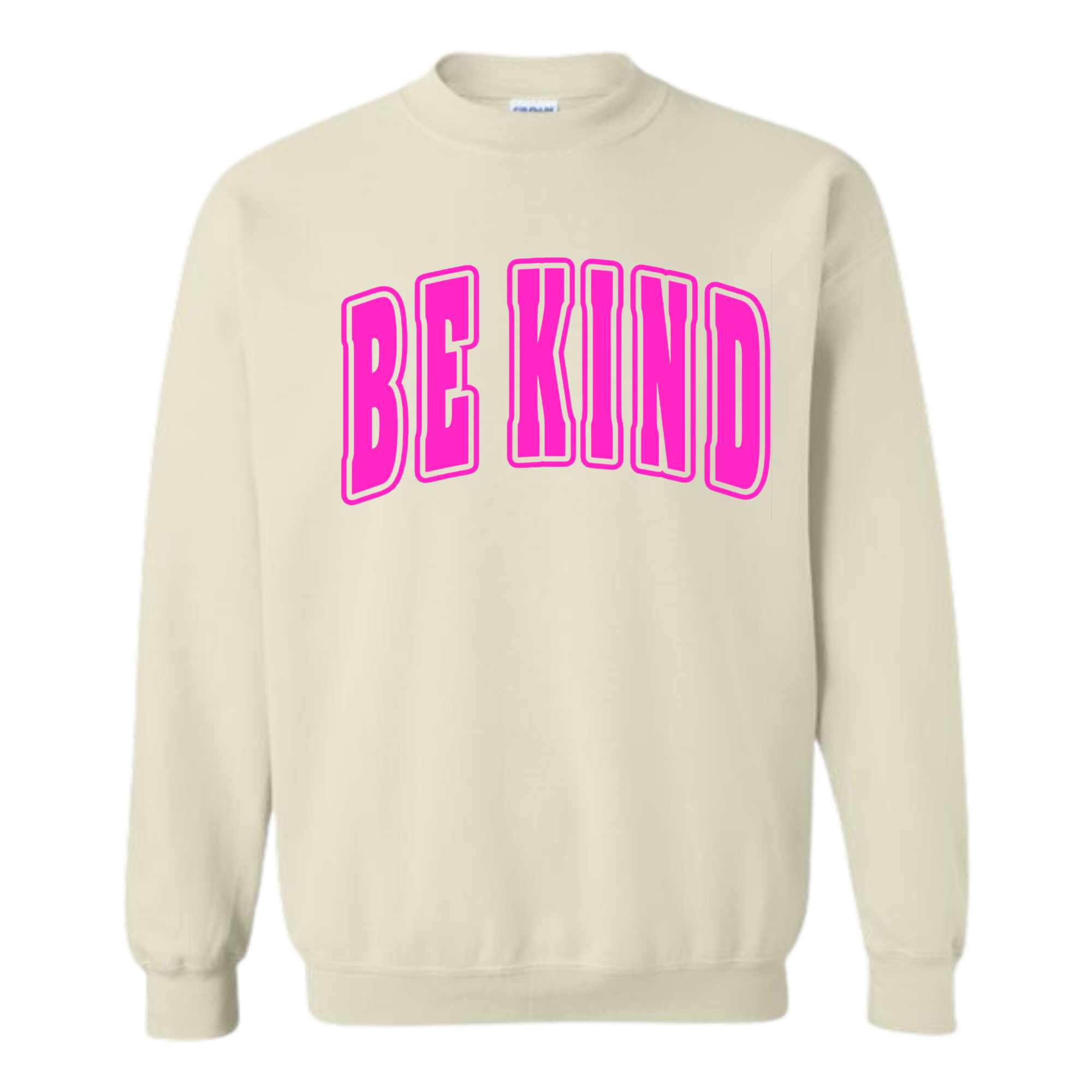 Adult Hot Pink Puff Tan Crewneck