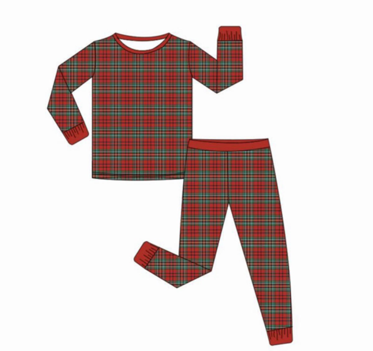 Kids Dark Plaid Two Piece Long (ships 11/5)