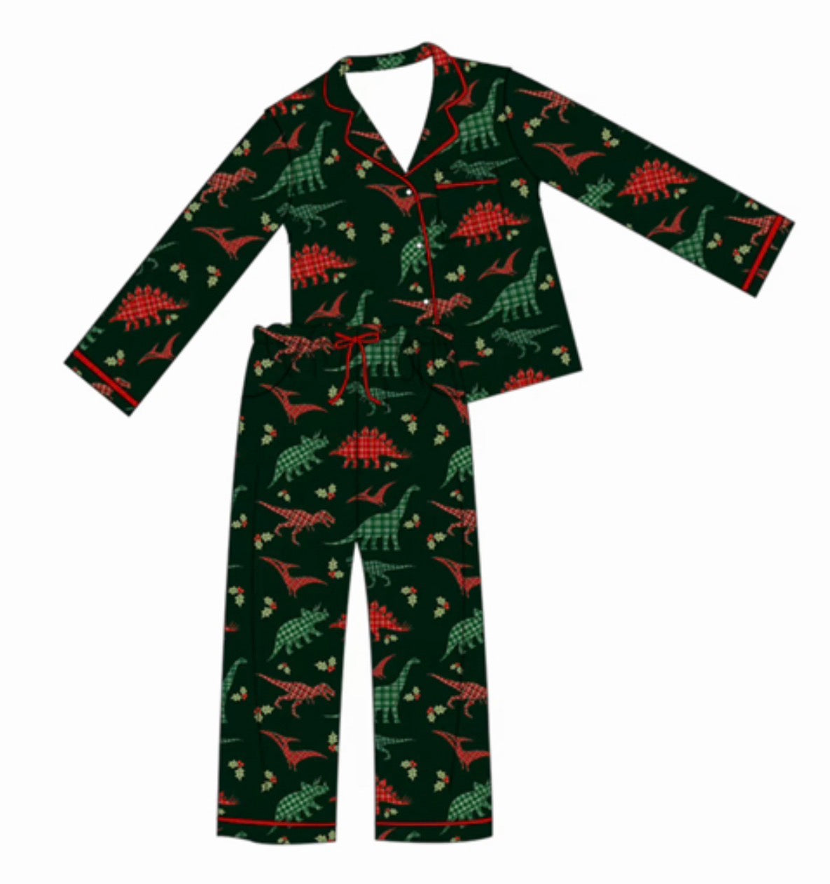 Adult Long Sleeve Pant Set Dino Plaid  (ships 11/5)