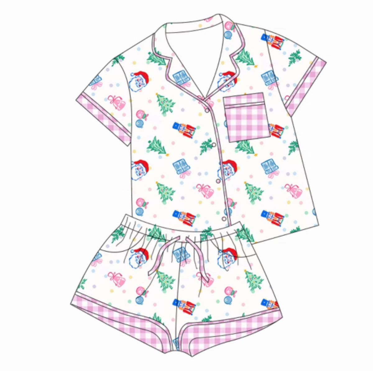 Adult Short Set Santa Plaid (ships 11/5)