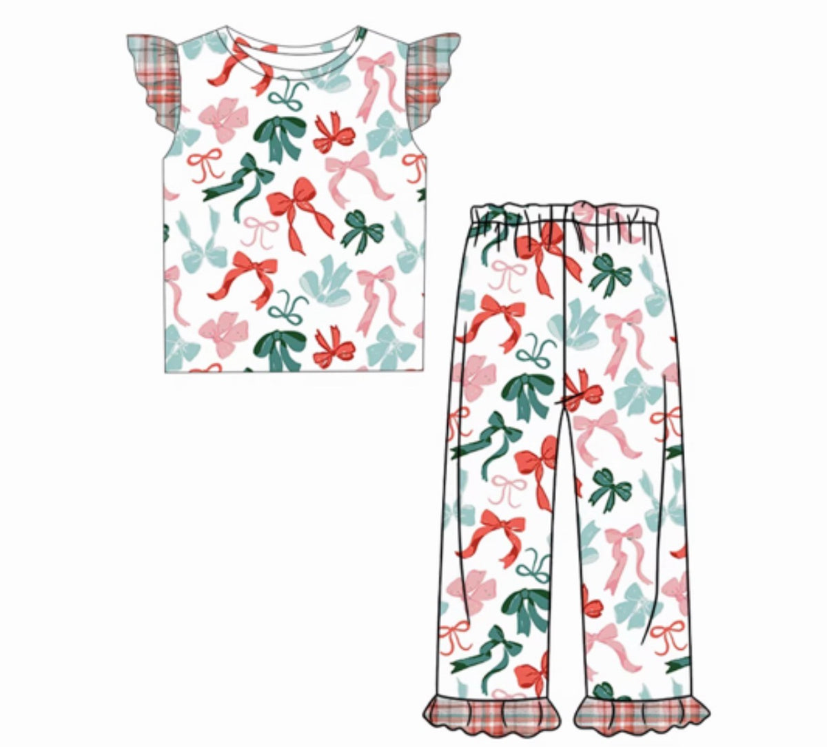Kids Light Bows and Plaid Ruffle Pants (ships 11/5)