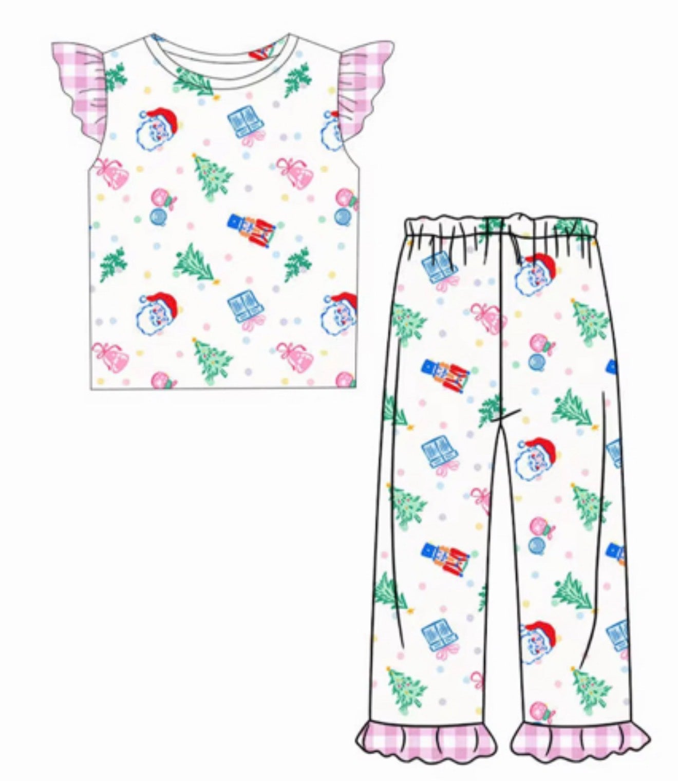 Kids Santa Plaid Ruffle Pants (ships 11/5)