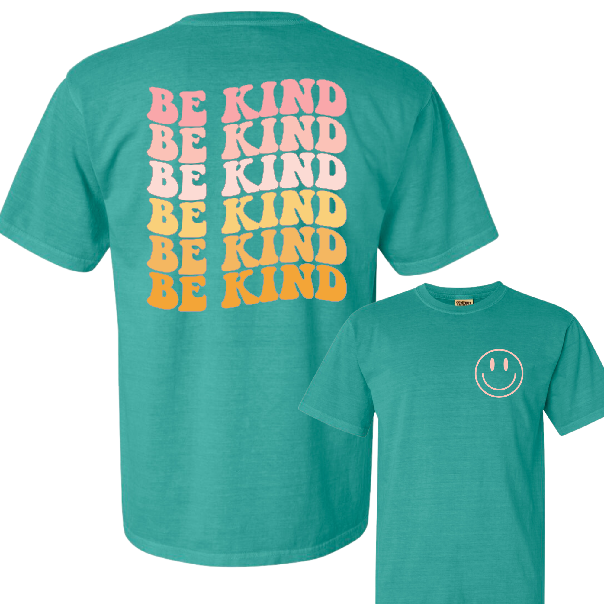 DRP kids smiley be kind teal t-shirt