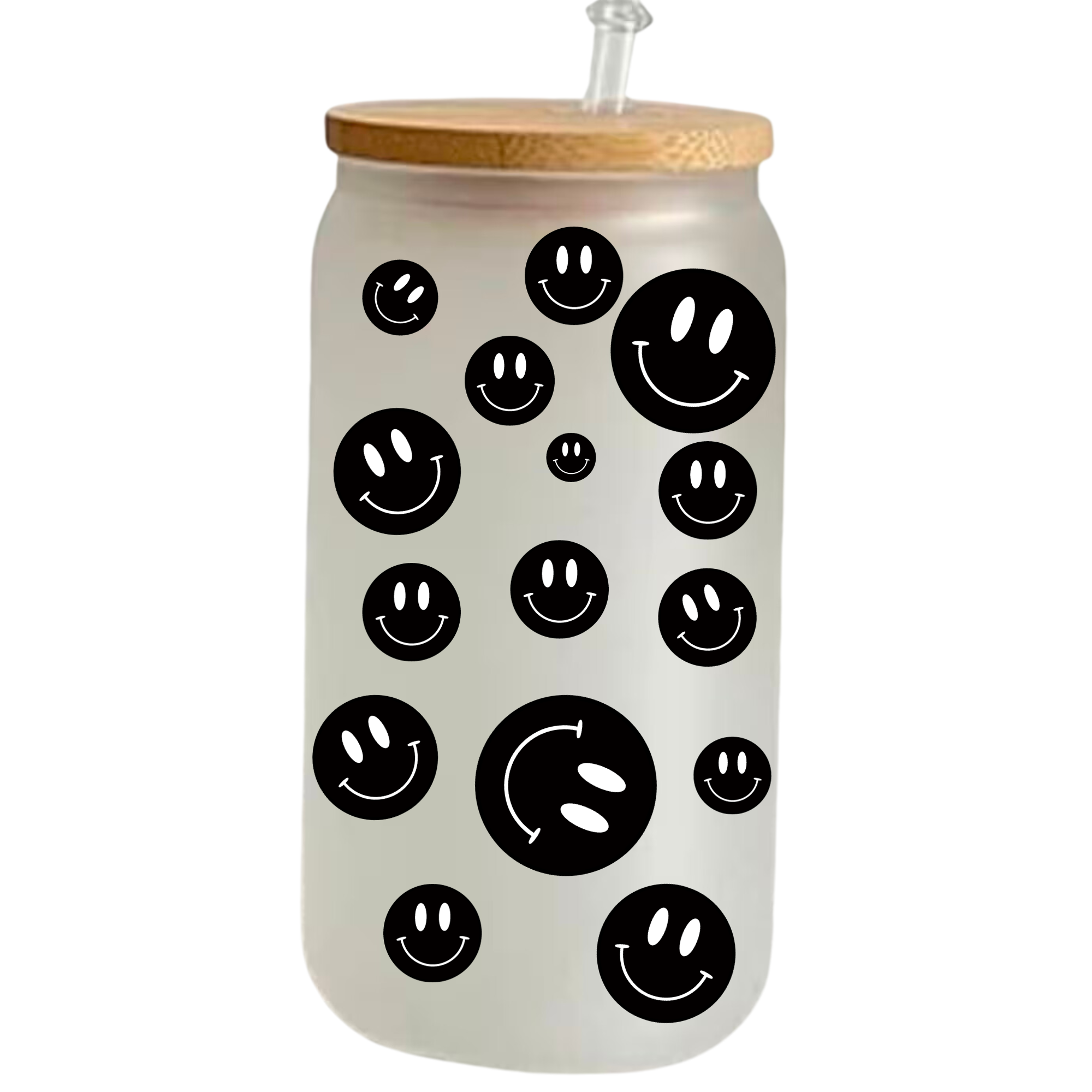 DRP black smiley glass cup