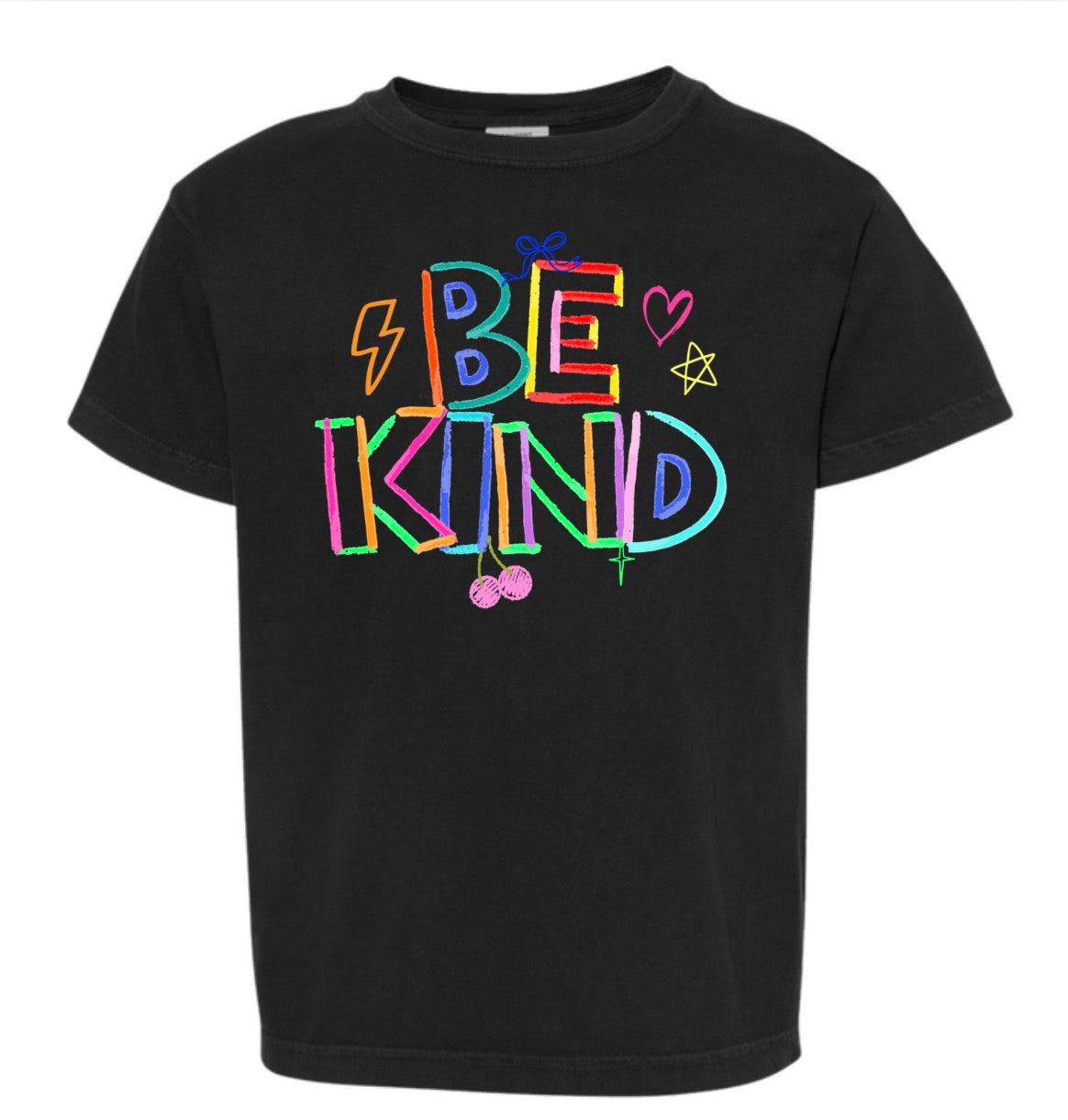 Adult Doodle Be Kind Black Comfort Colors Tshirt