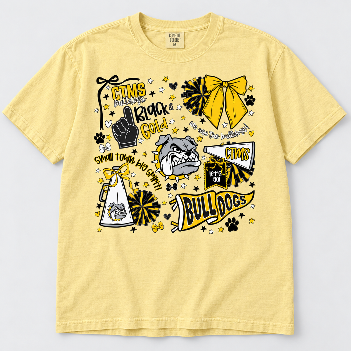 Bulldog Cheer Collage Comfort Colors TShirt