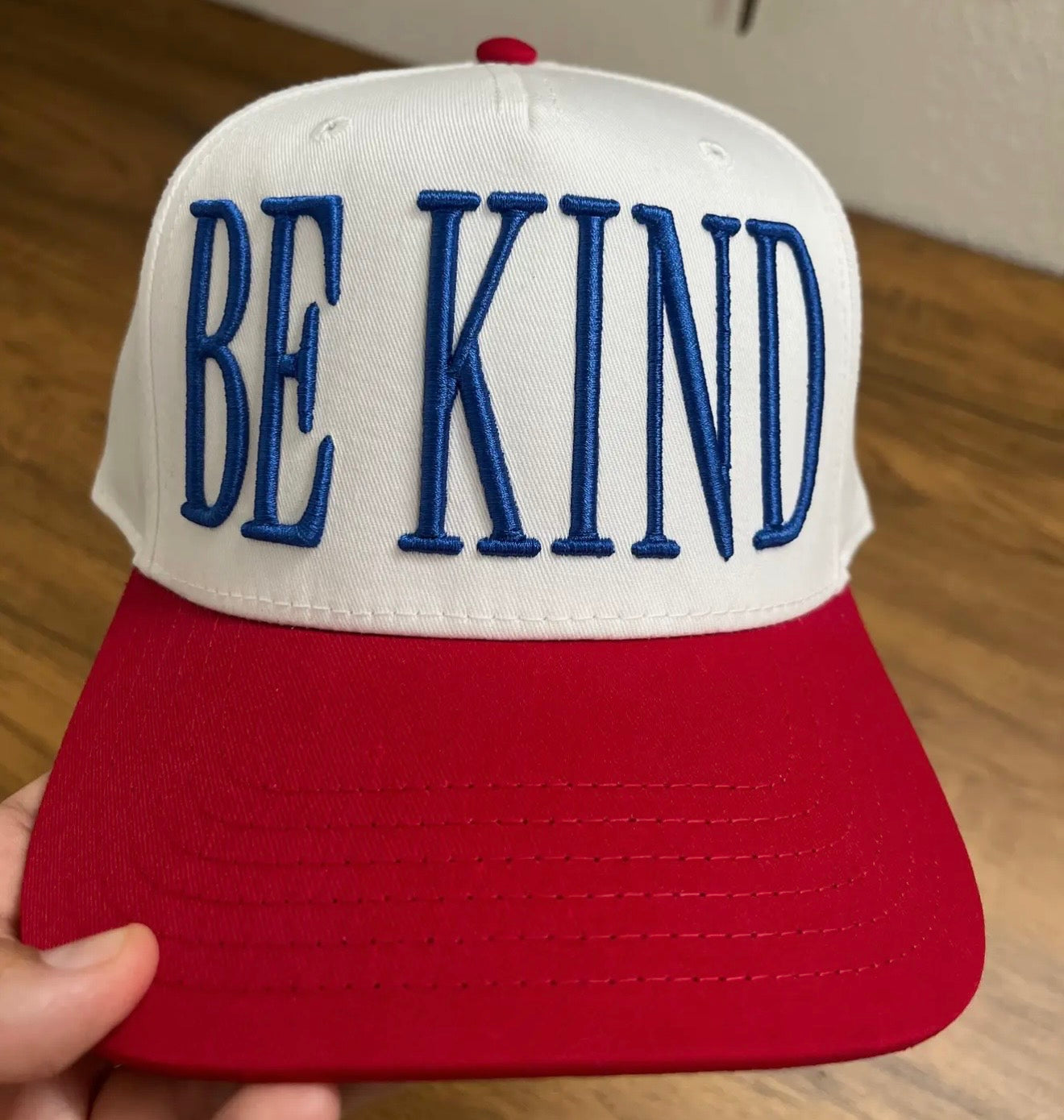 Be Kind Embroidered Red, White, and Blue Hat