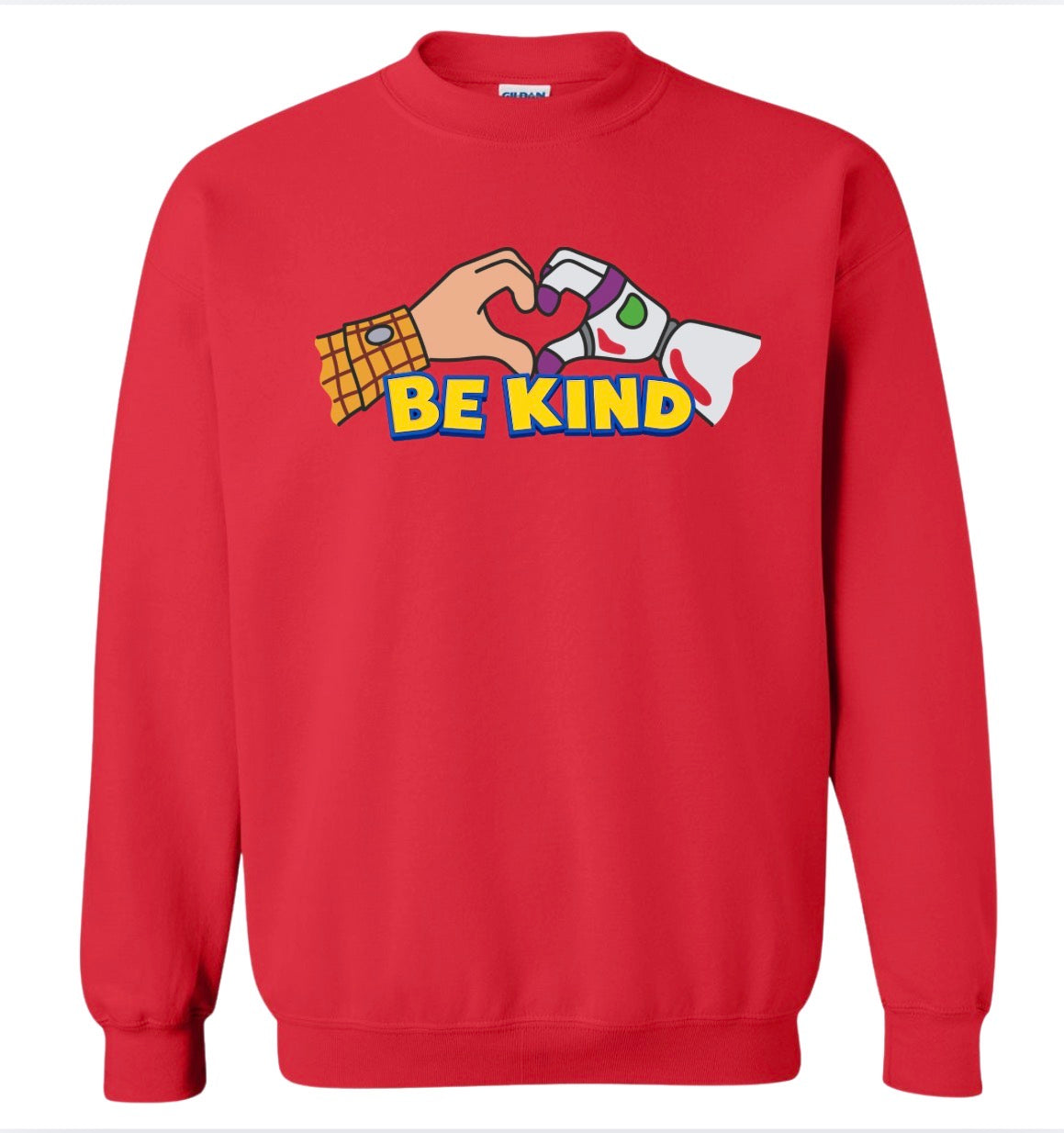 Adult TS Heart Hands Red Gildan Crewneck