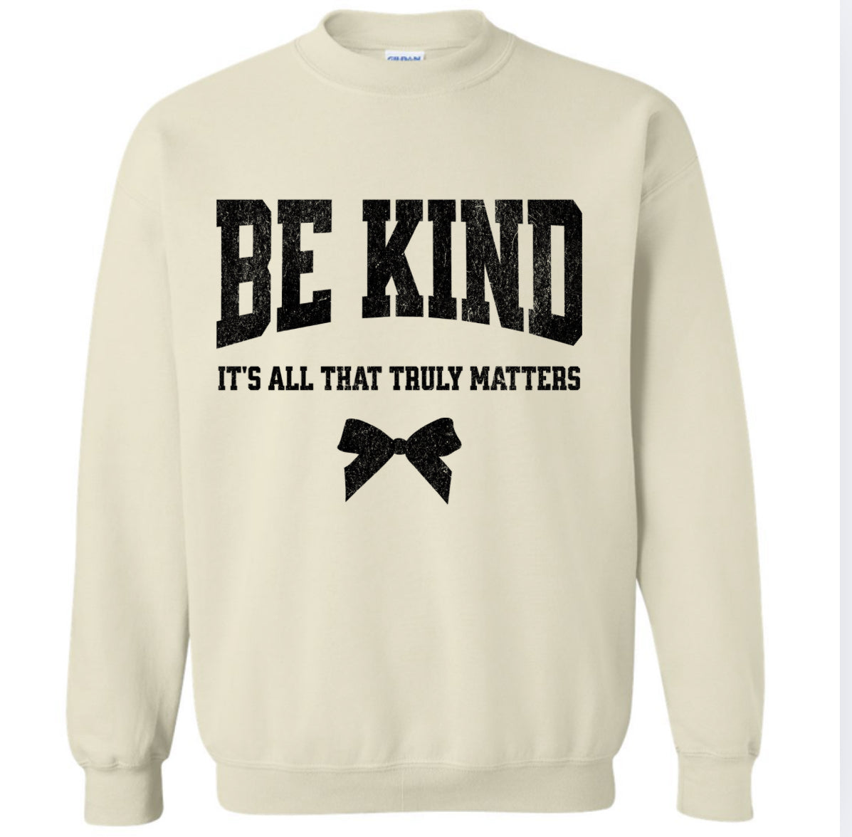 Adult Be Kind Today Bow Tan Gildan Crewneck