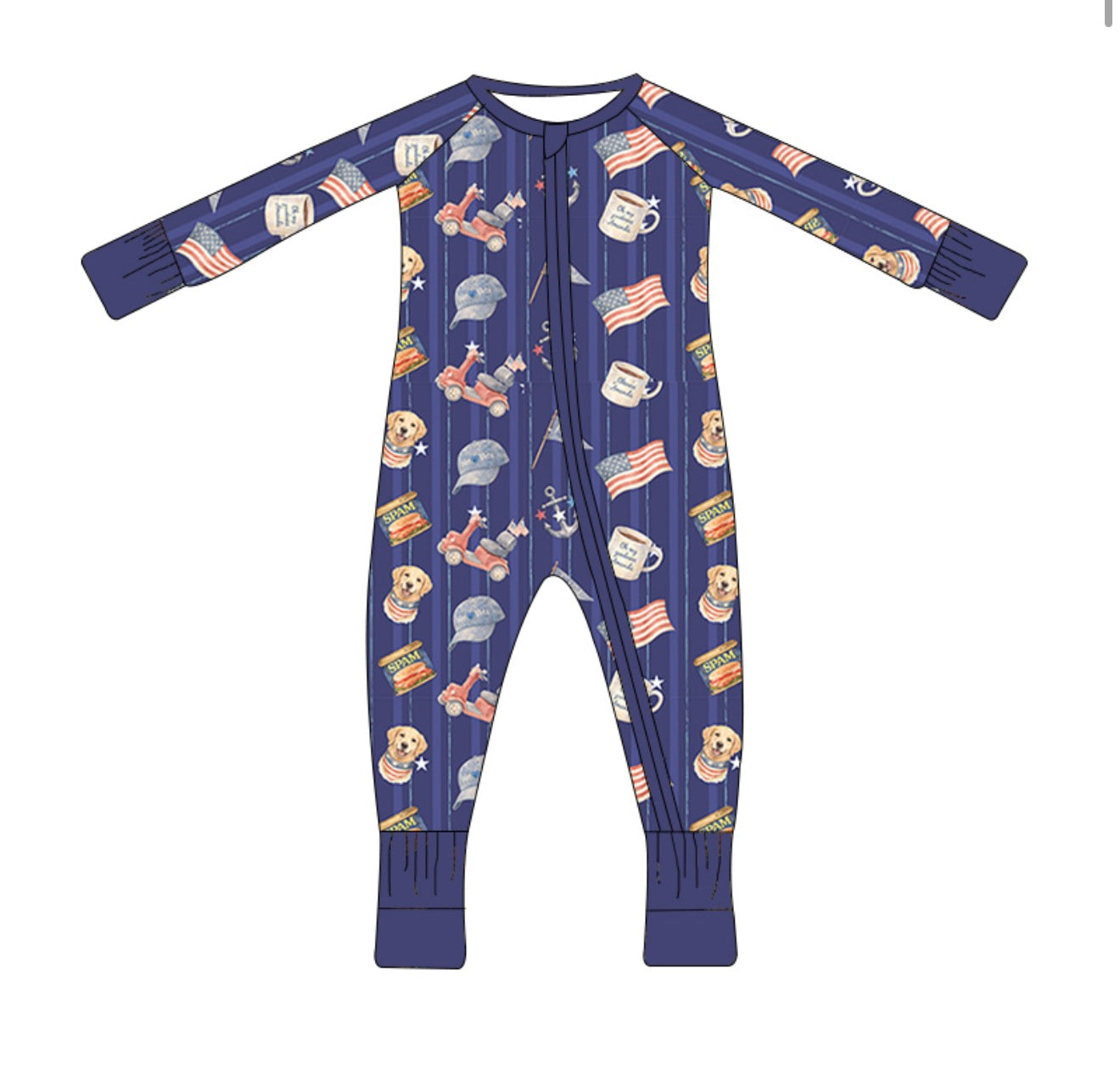 PRE-ORDER (Ships July) Kids Patriotic Kenny Zip up Onesie